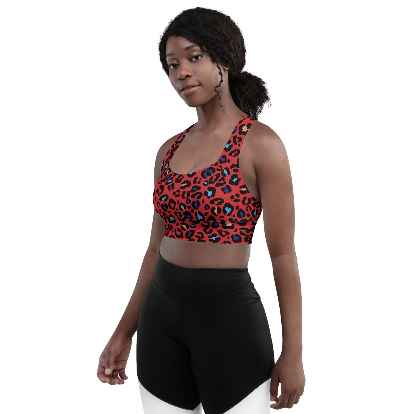 XCLUSIF POETIX RED LEOPARD Women's Longline sports bra