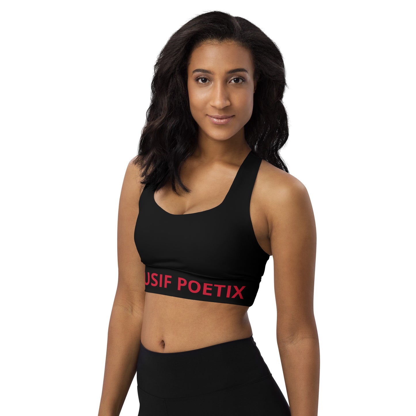 XCLUSIF POETIX BLACK & RED LOGO Longline sports bra