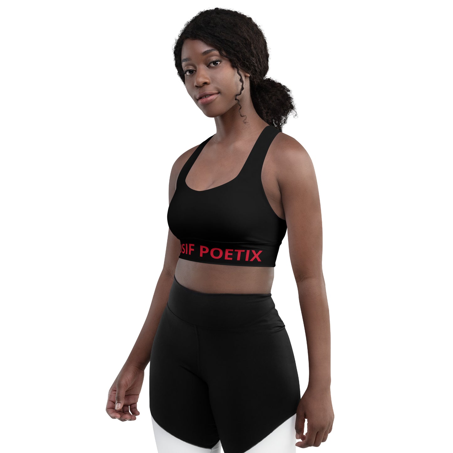 XCLUSIF POETIX BLACK & RED LOGO Longline sports bra