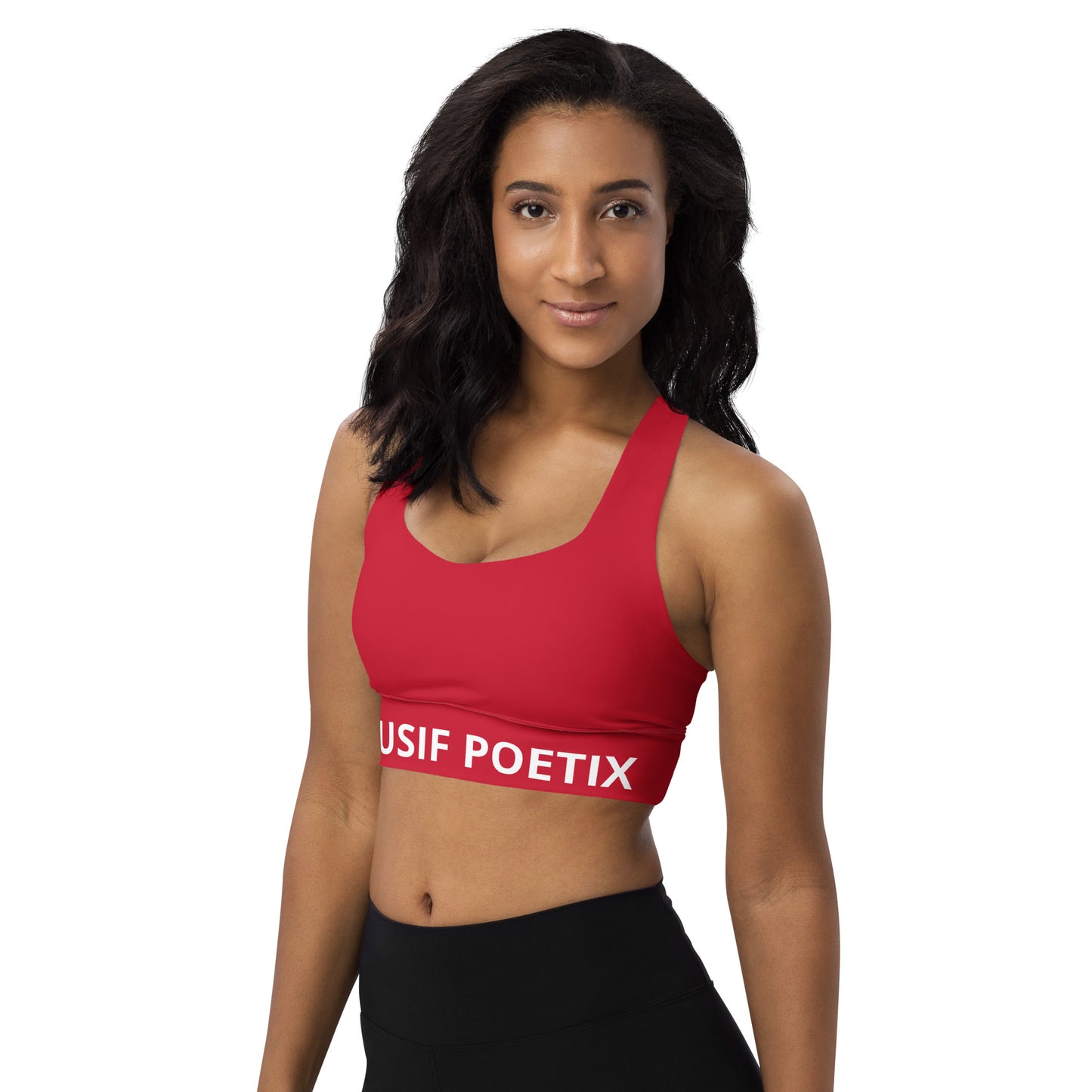 XCLUSIF POETIX RED & WHITE LOGO Longline sports bra