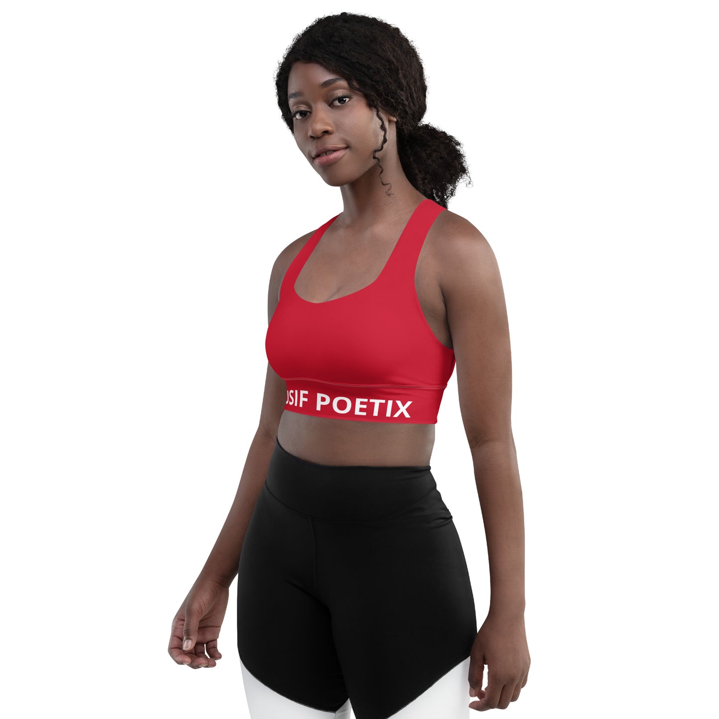 XCLUSIF POETIX RED & WHITE LOGO Longline sports bra