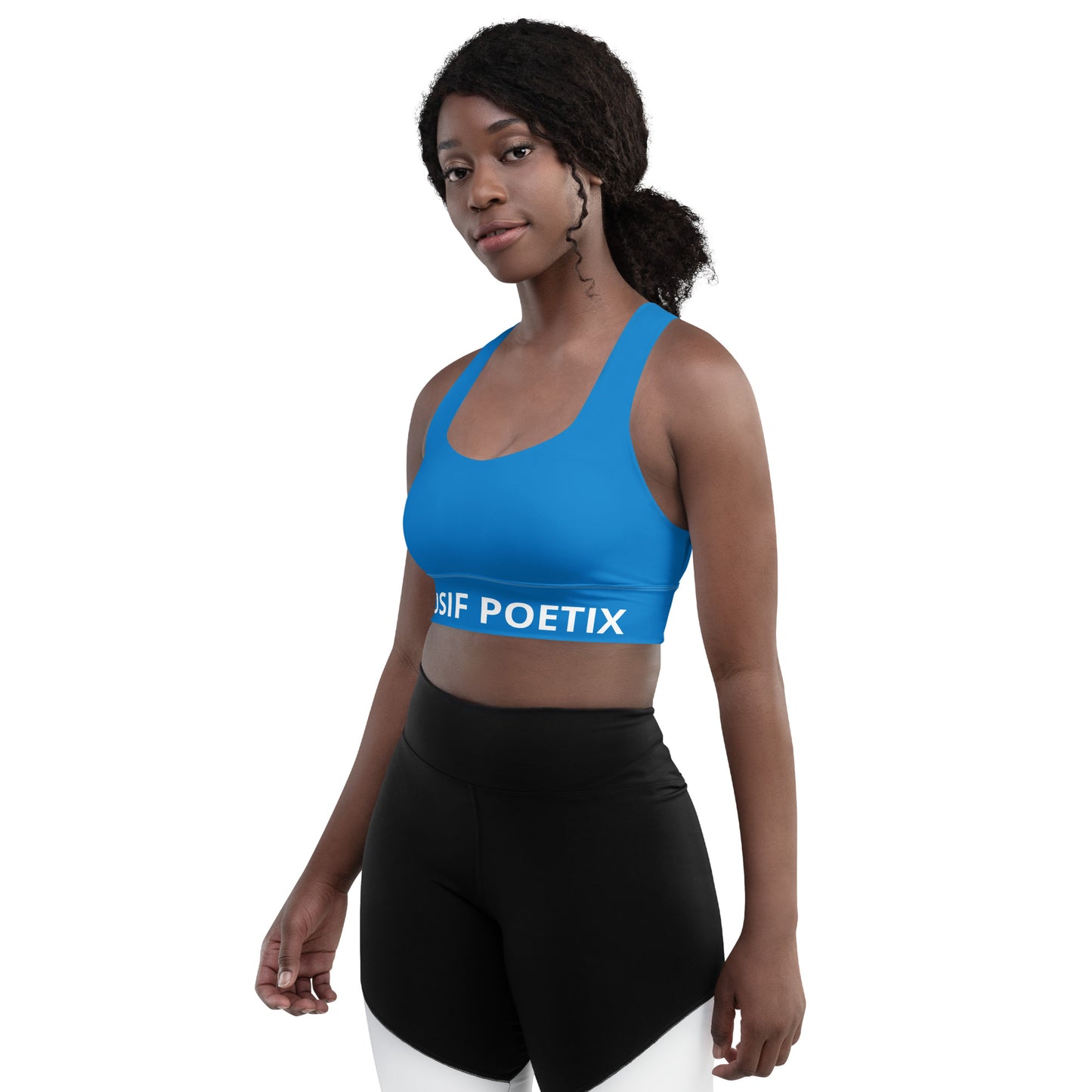 XCLUSIF POETIX BLUE & WHITE Women's Longline sports bra