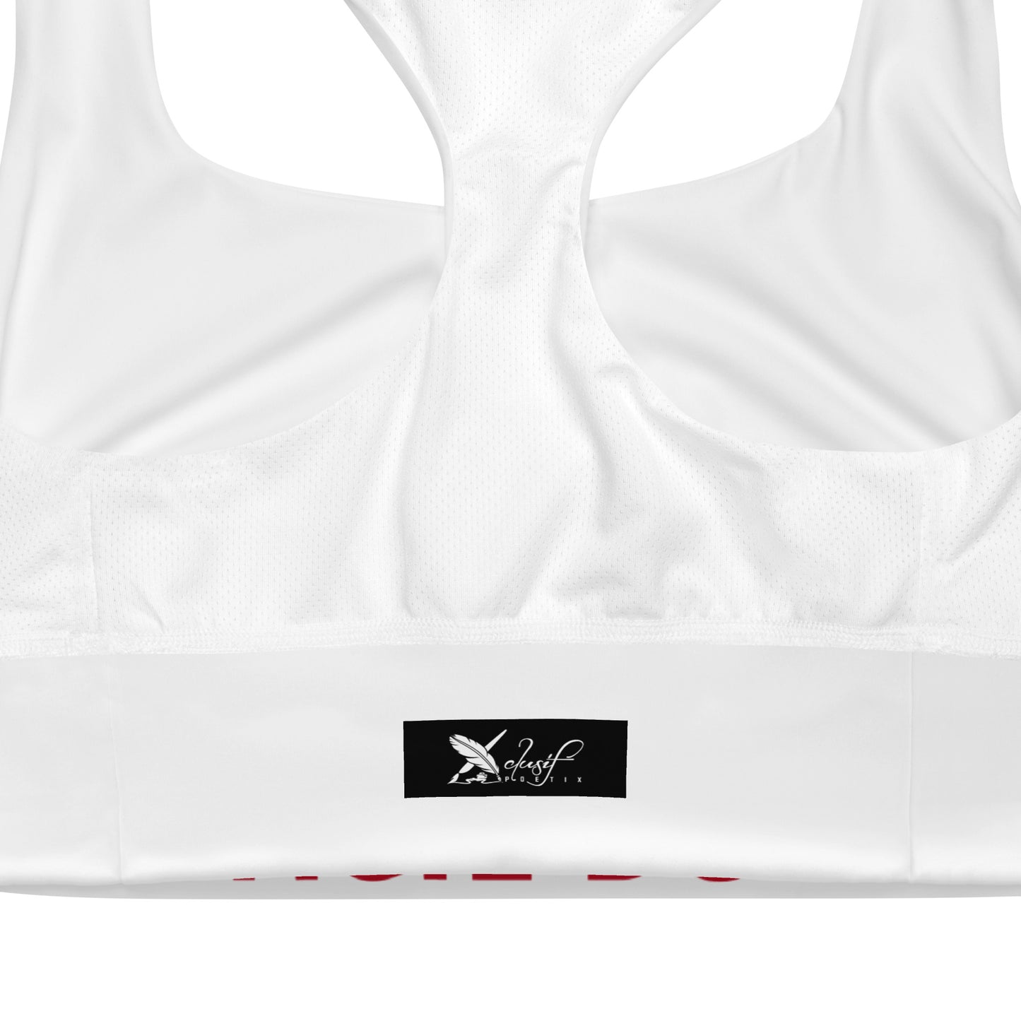 XCLUSIF POETIX WHITE & RED LOGO Longline sports bra