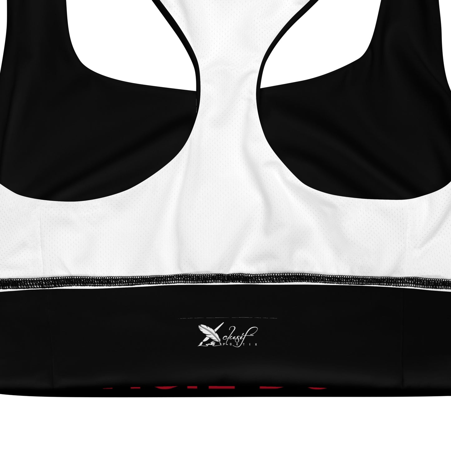 XCLUSIF POETIX BLACK & RED LOGO Longline sports bra