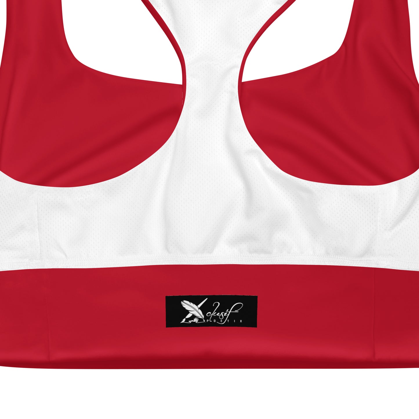 XCLUSIF POETIX RED & WHITE LOGO Longline sports bra