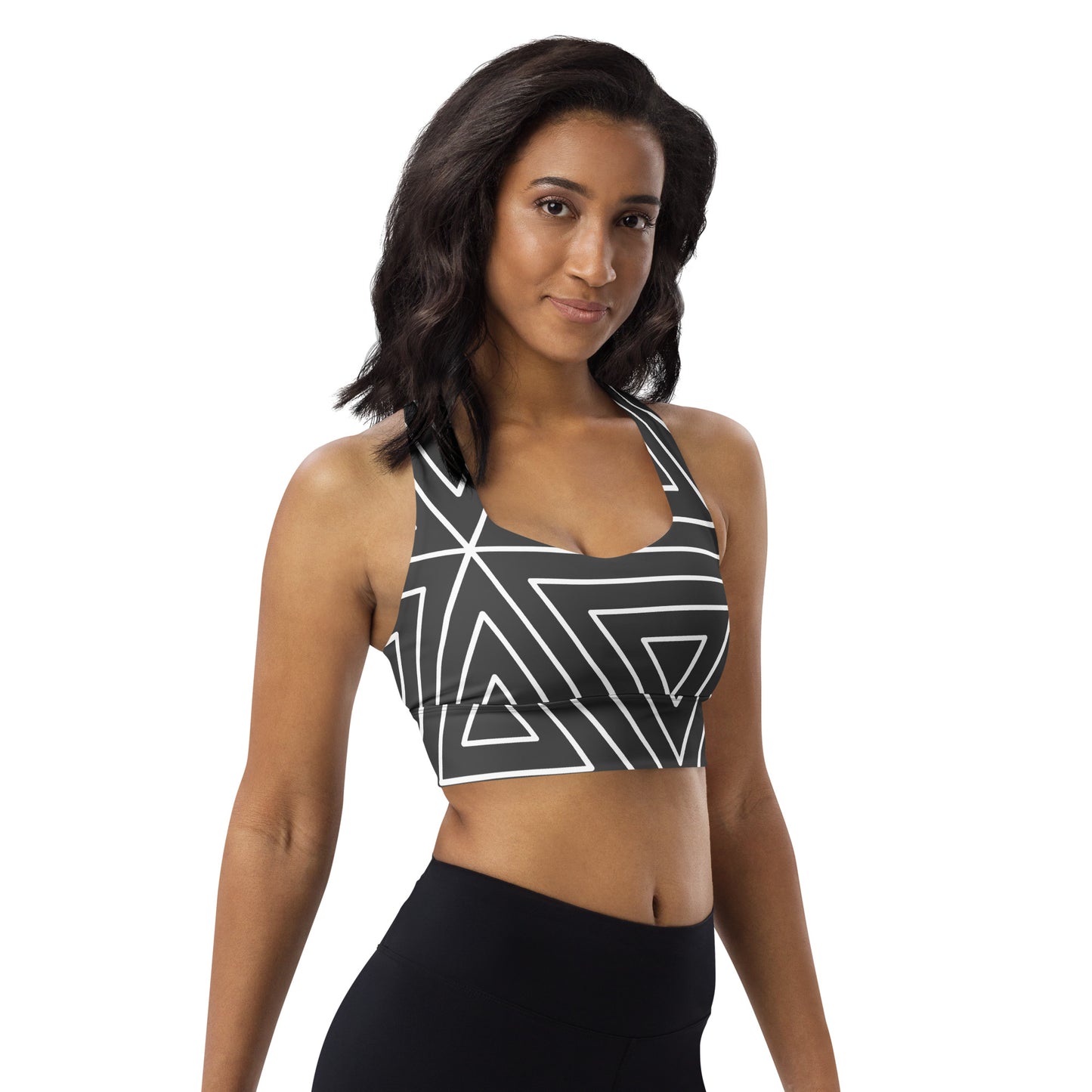 XCLUSIF POETIX BLACK TRIANGLE Women's Longline sports bra