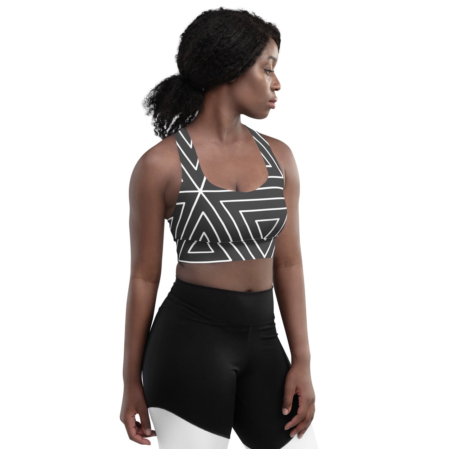 XCLUSIF POETIX BLACK TRIANGLE Women's Longline sports bra