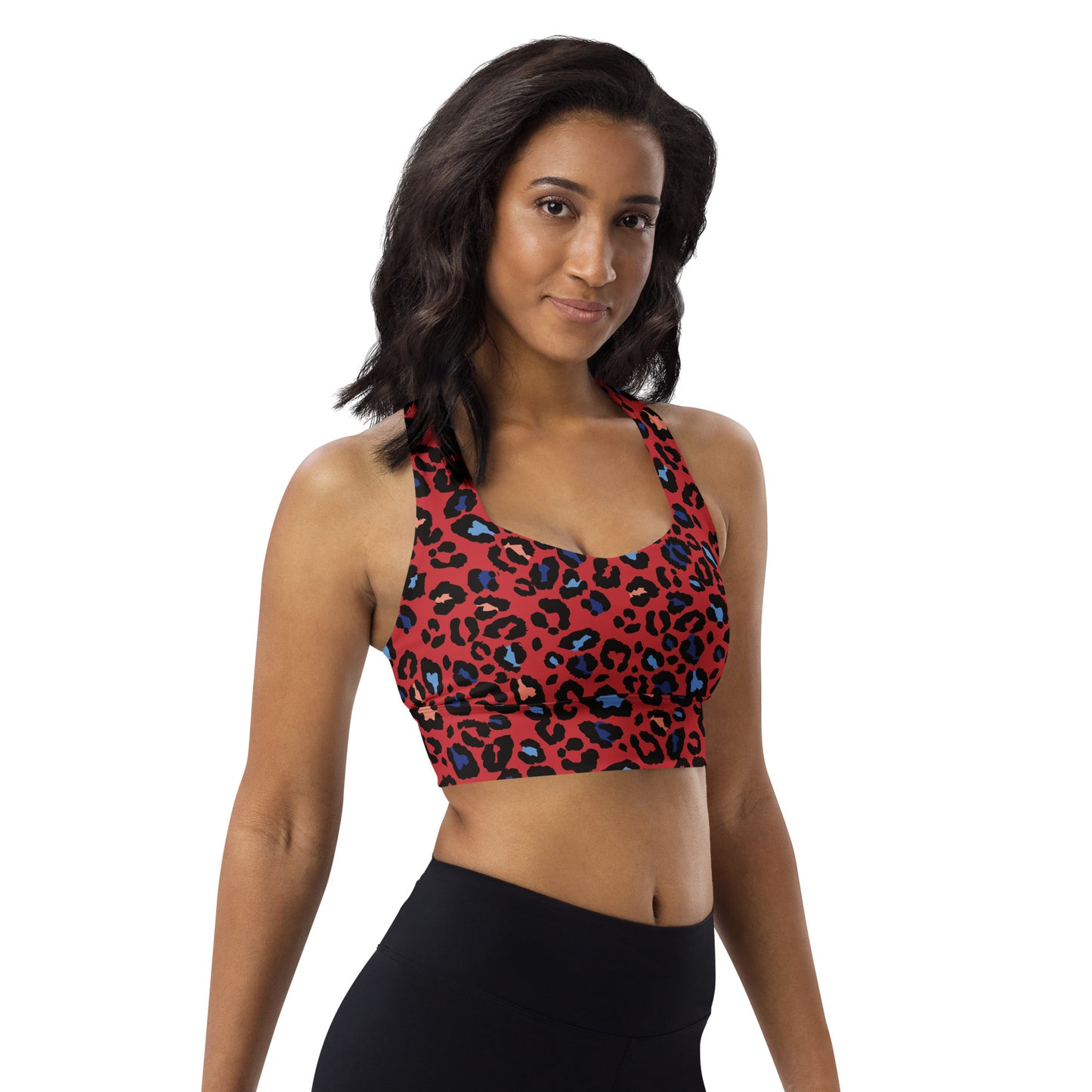 XCLUSIF POETIX RED LEOPARD Women's Longline sports bra