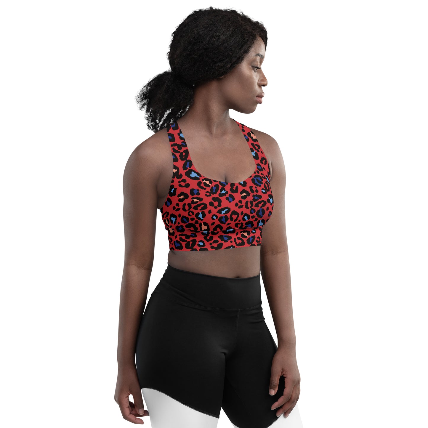 XCLUSIF POETIX RED LEOPARD Women's Longline sports bra