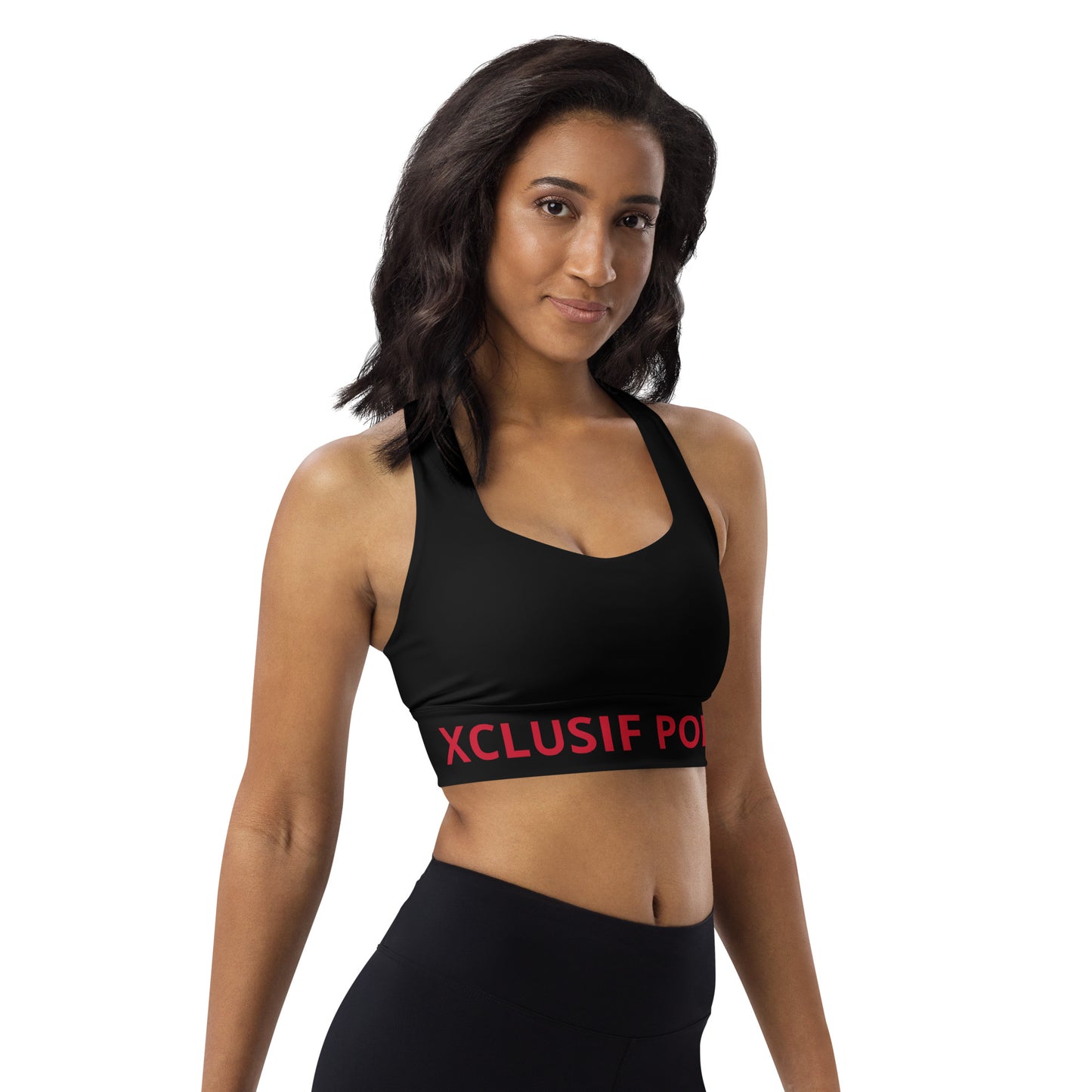 XCLUSIF POETIX BLACK & RED LOGO Longline sports bra