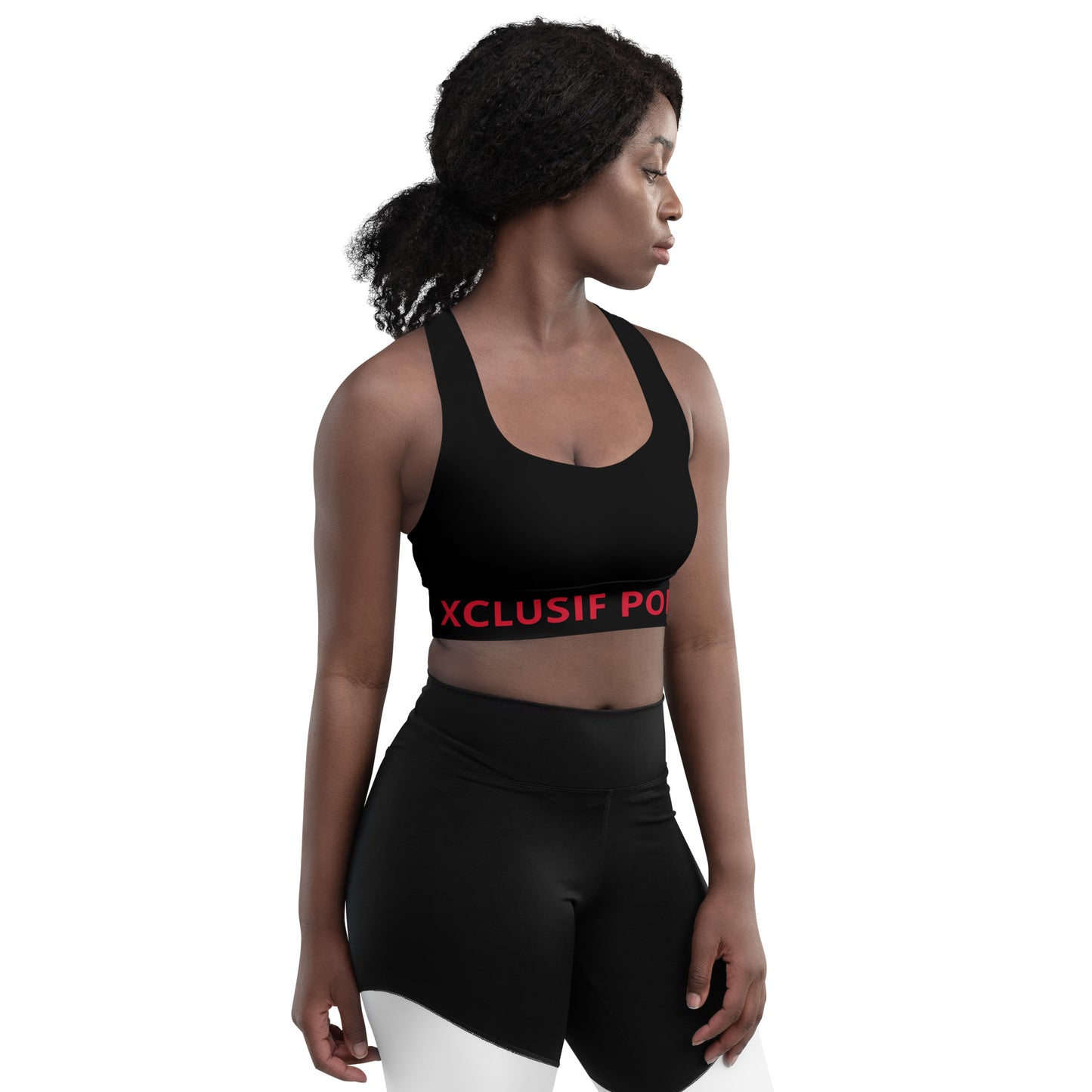 XCLUSIF POETIX BLACK & RED LOGO Longline sports bra