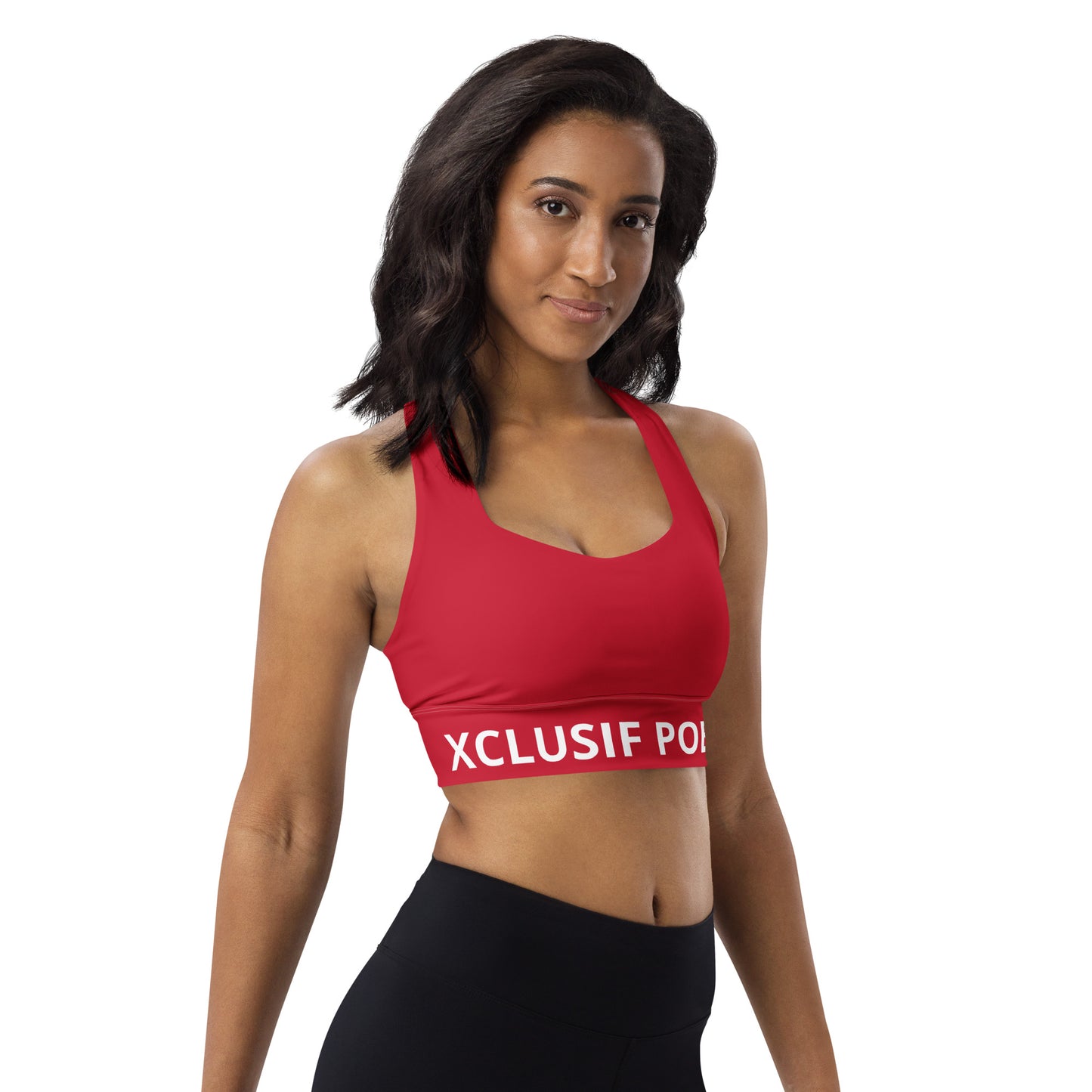 XCLUSIF POETIX RED & WHITE LOGO Longline sports bra