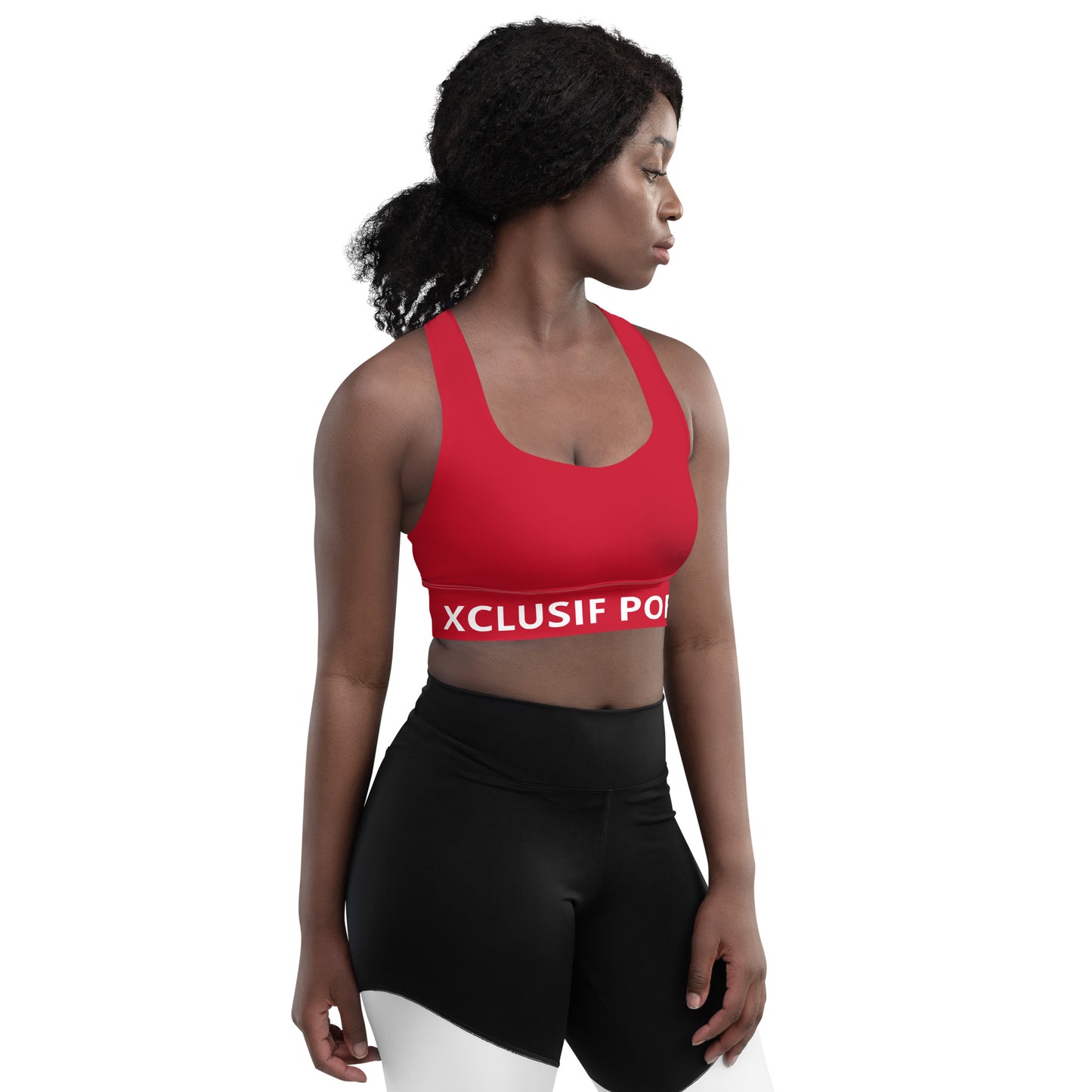 XCLUSIF POETIX RED & WHITE LOGO Longline sports bra