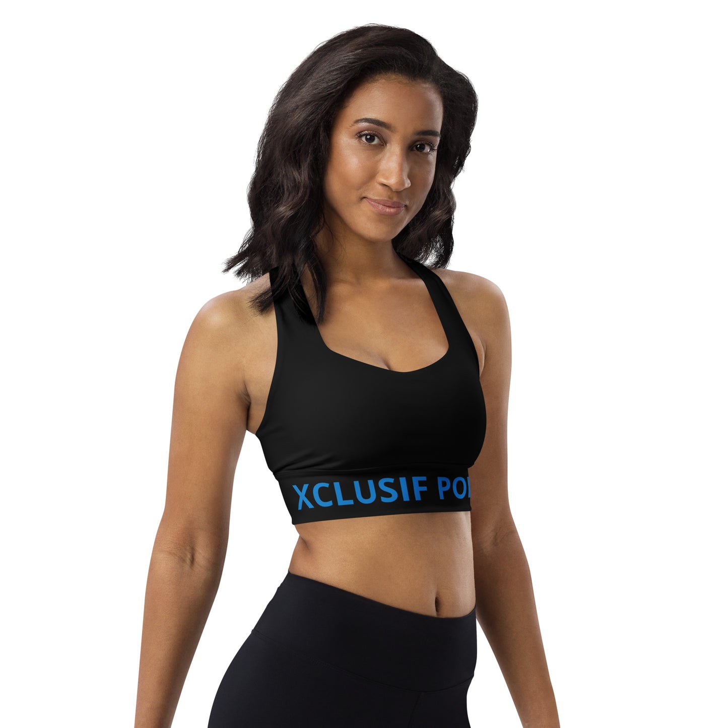 XCLUSIF POETIX BLACK & BLUE Women's Longline sports bra