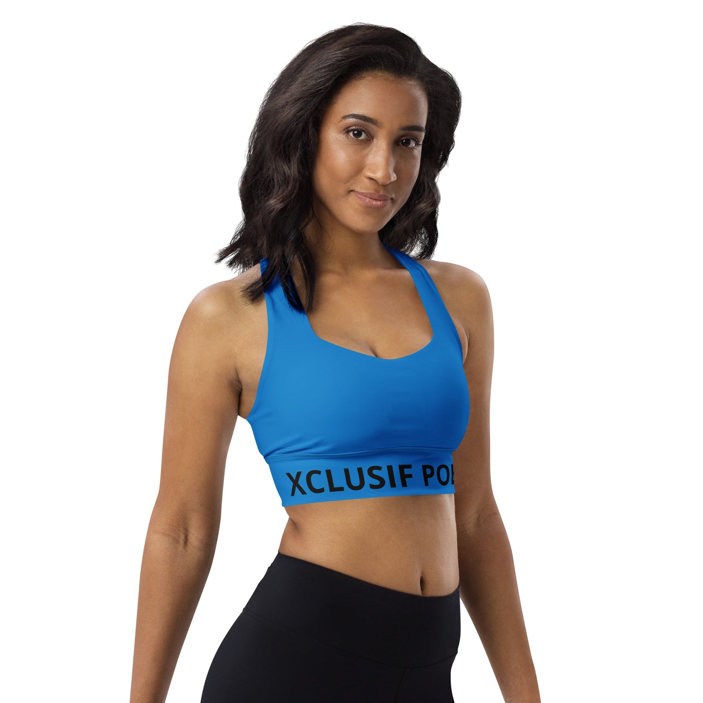 XCLUSIF POETIX BLUE & BLACK Women's Longline sports bra