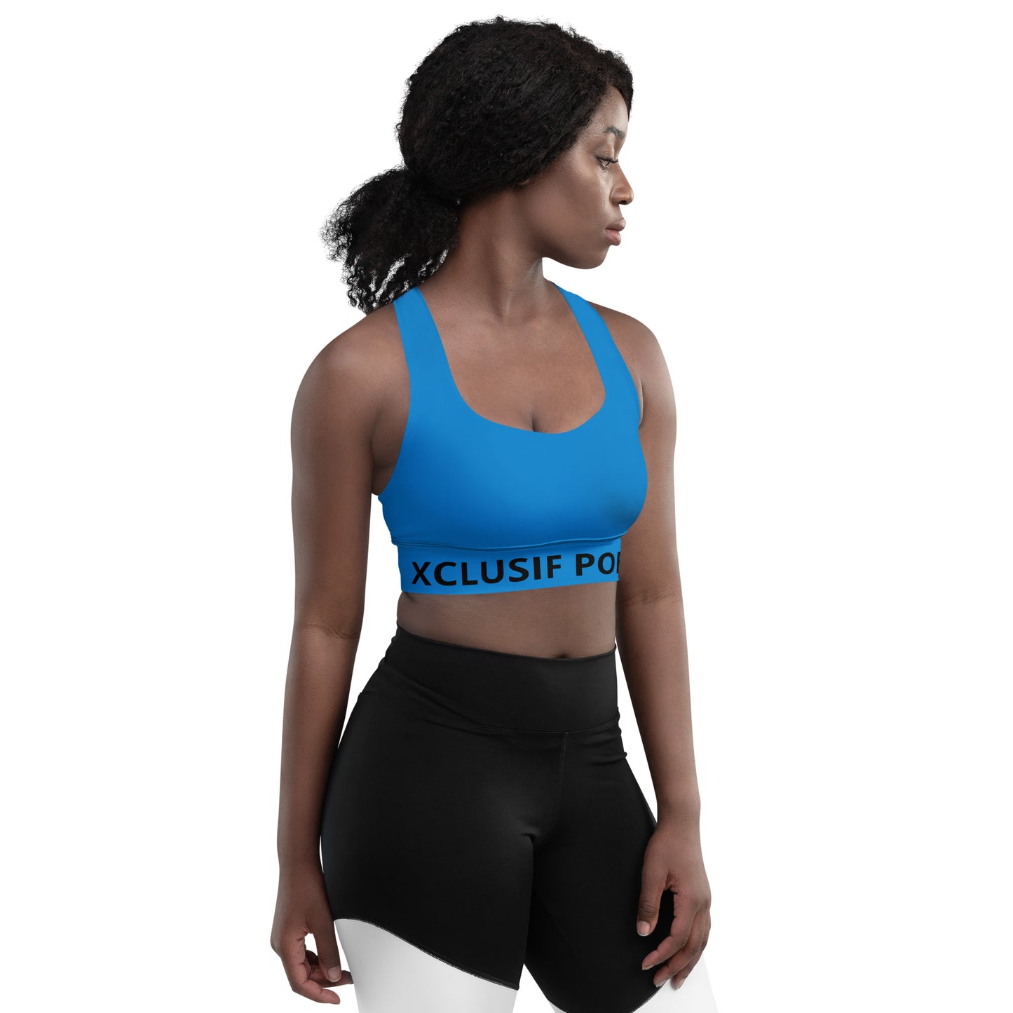 XCLUSIF POETIX BLUE & BLACK Women's Longline sports bra