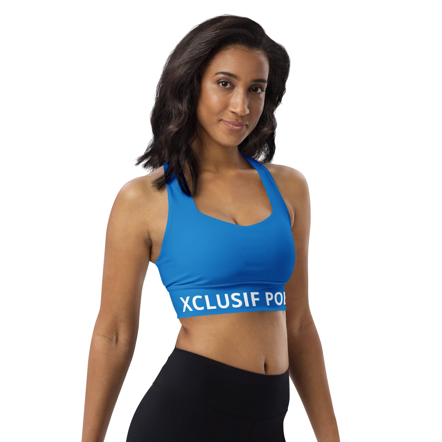 XCLUSIF POETIX BLUE & WHITE Women's Longline sports bra