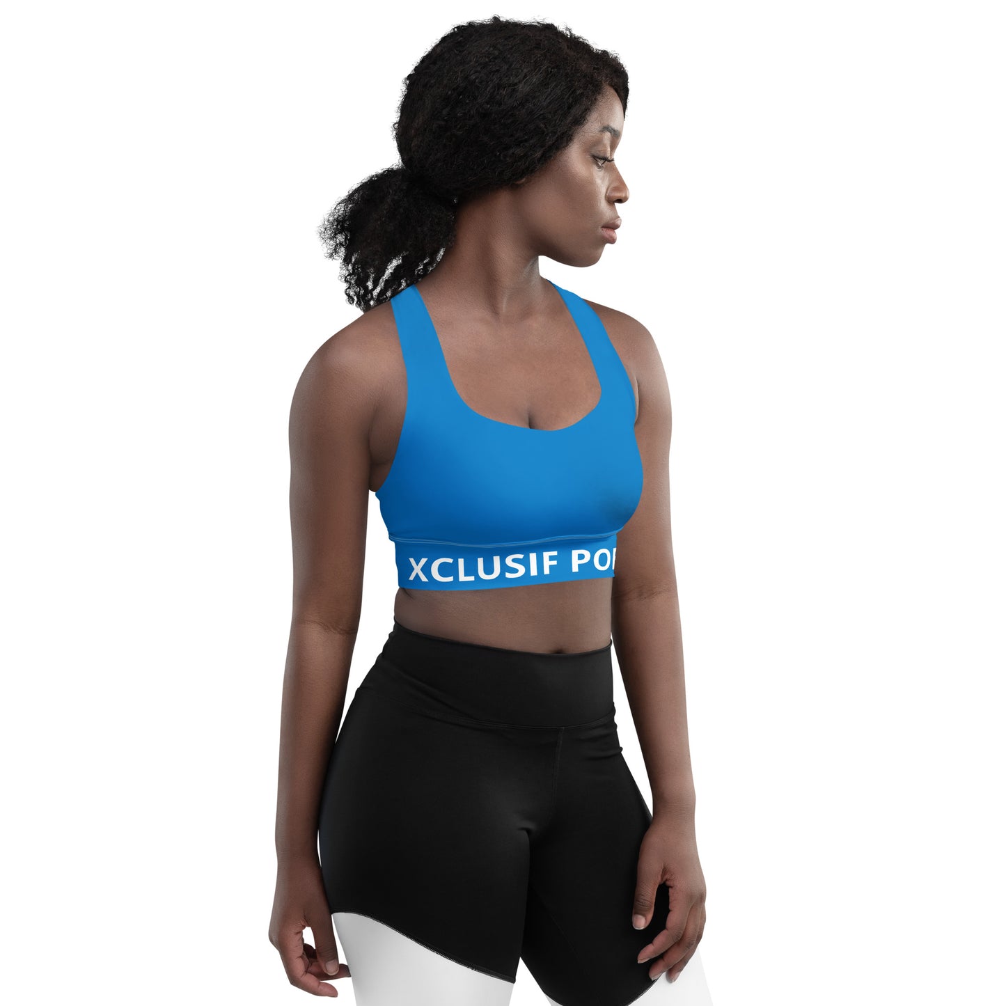 XCLUSIF POETIX BLUE & WHITE Women's Longline sports bra