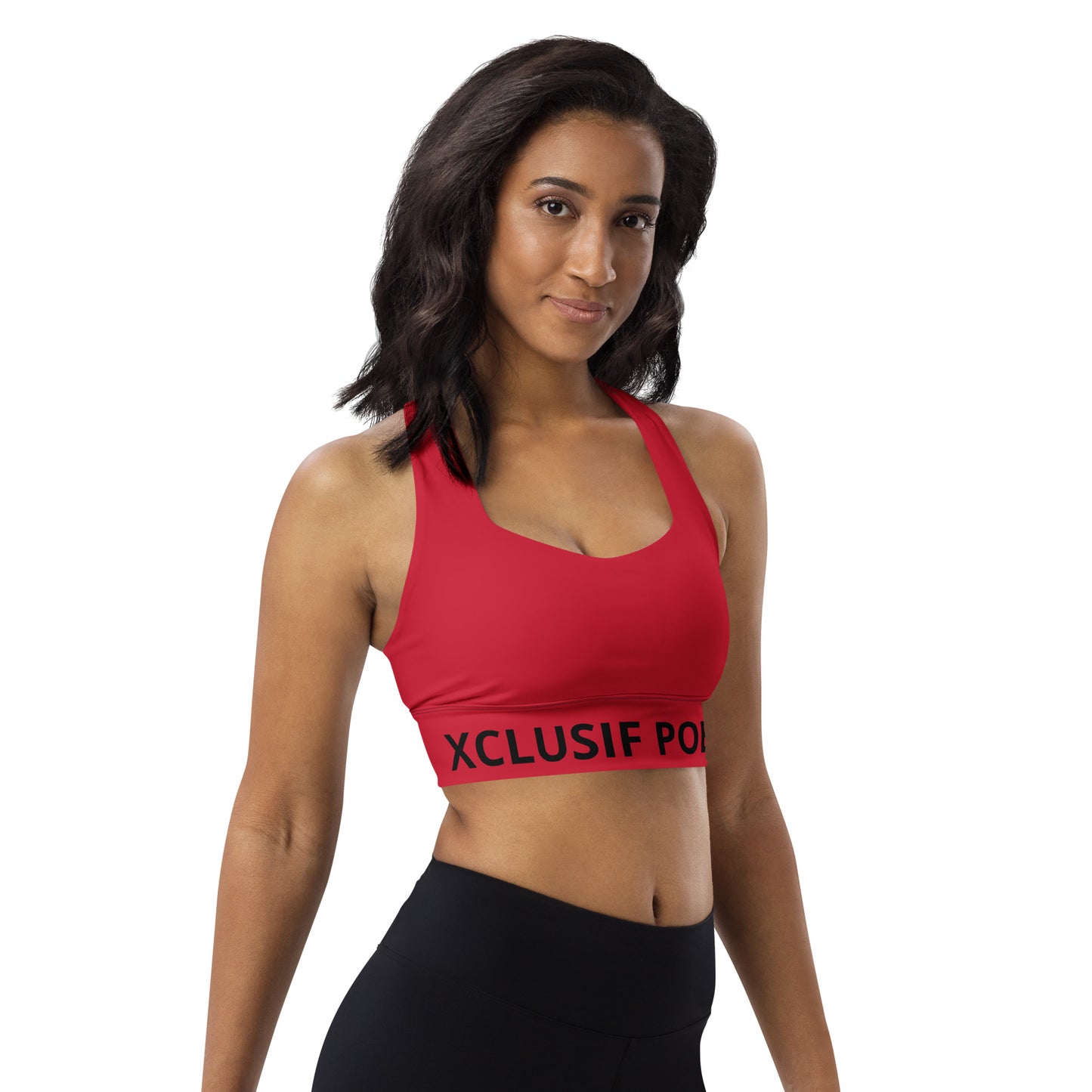 XCLUSIF POETIX RED & BLACK Women's Longline sports bra