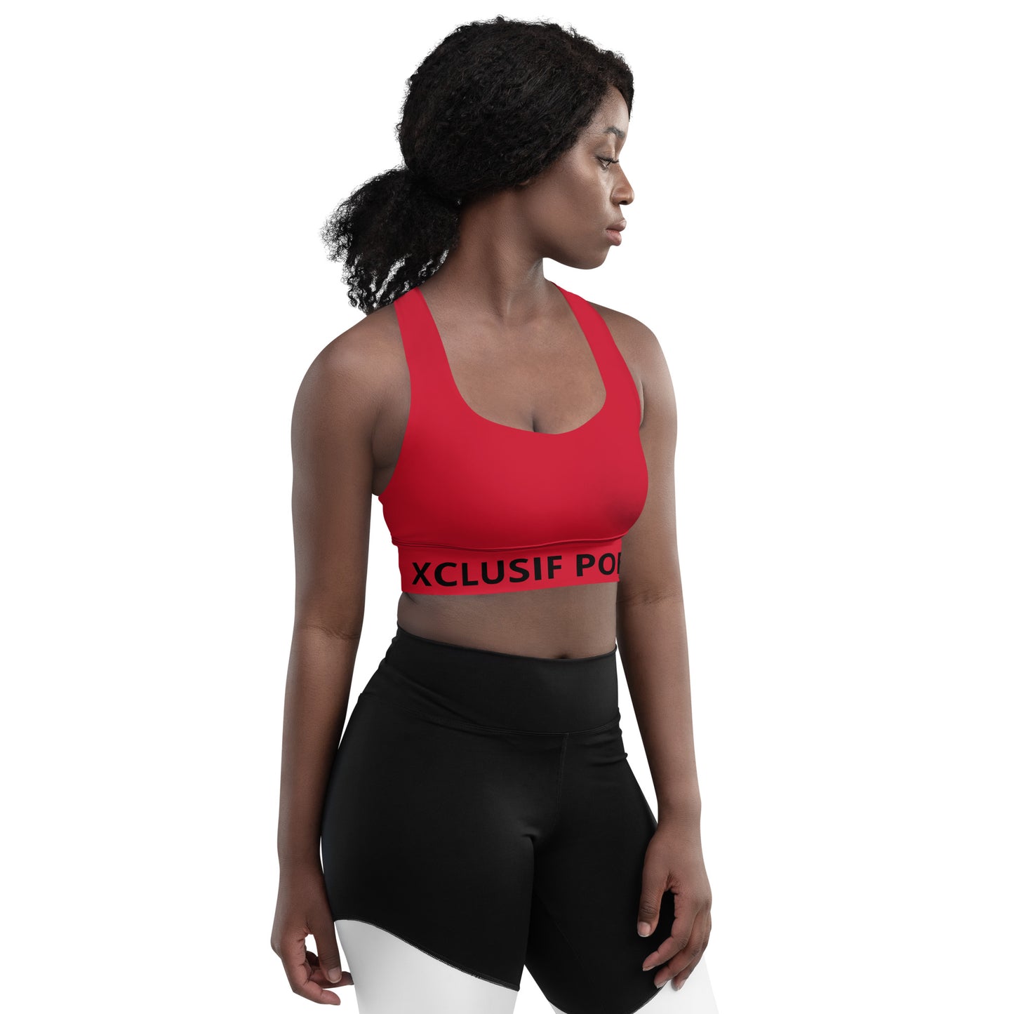 XCLUSIF POETIX RED & BLACK Women's Longline sports bra