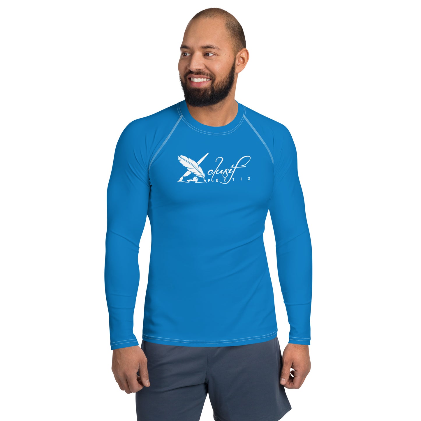 XCLUSIF POETIX BLUE & WHITE Men's Rash Guard