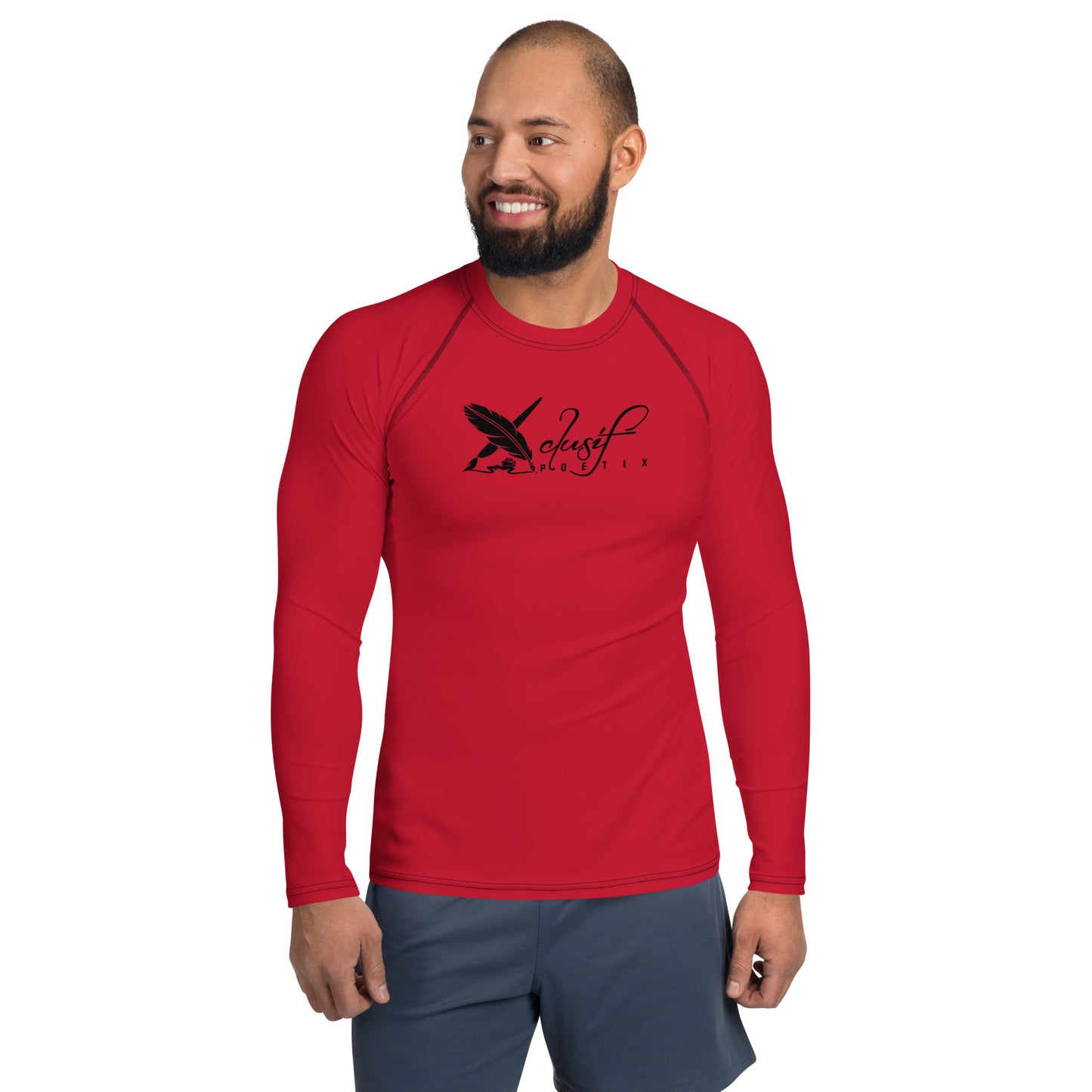 XCLUSIF POETIX RED & BLACK LOGO Men's Rash Guard