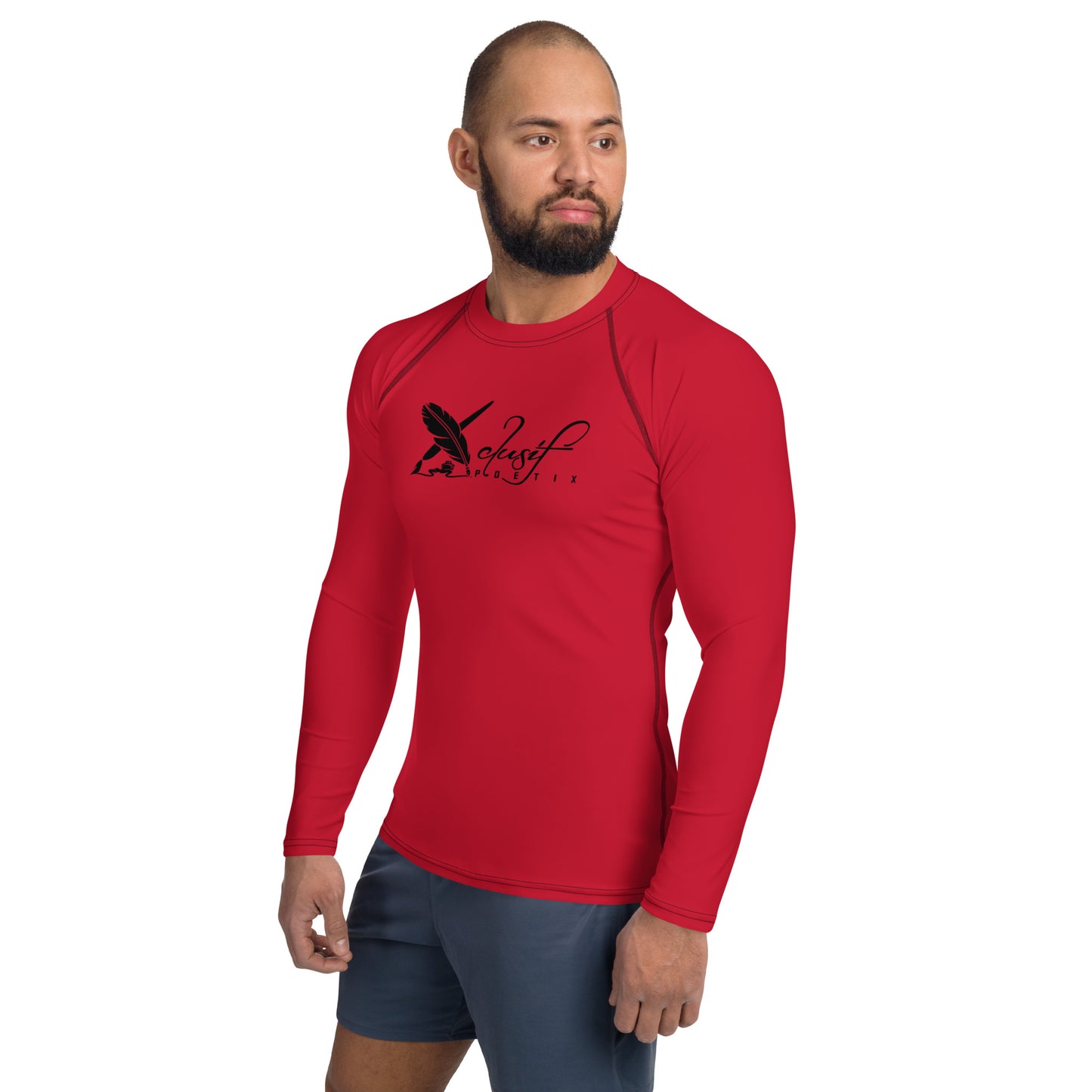 XCLUSIF POETIX RED & BLACK LOGO Men's Rash Guard