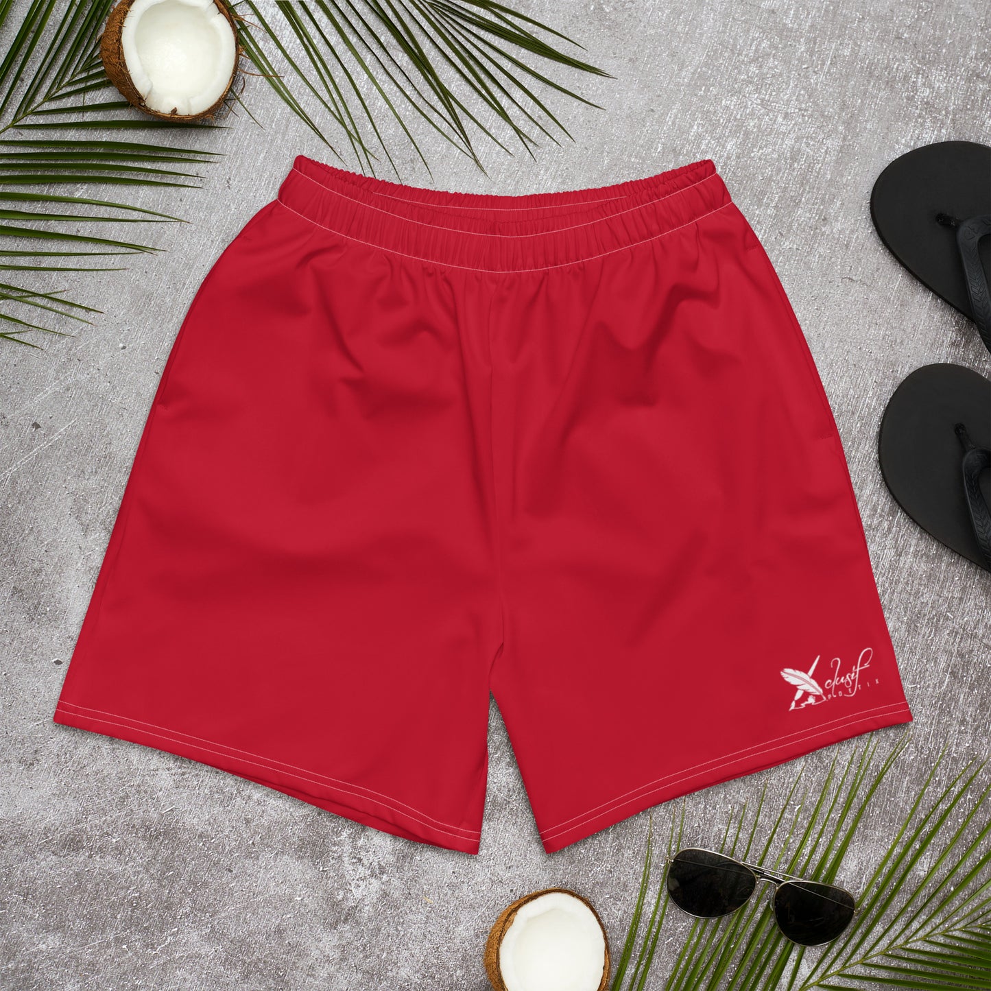 XCLUSIF POETIX RED & WHITE LOGO Men's Athletic Shorts