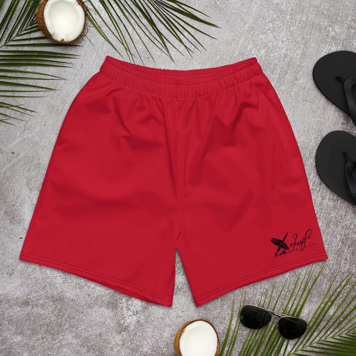 XCLUSIF POETIX RED & BLACK LOGO Men's Athletic Shorts