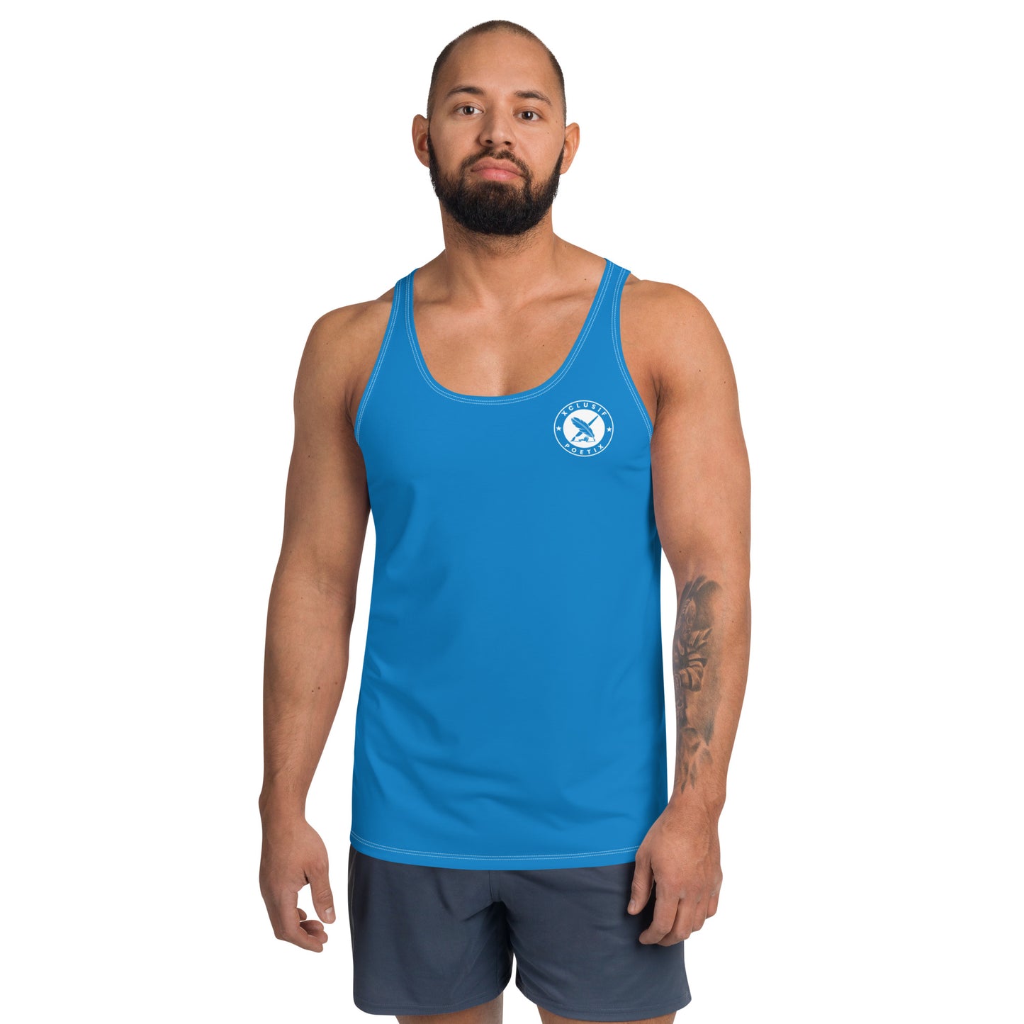 XCLUSIF POETIX BLUE & WHITE LOGO Unisex Tank Top