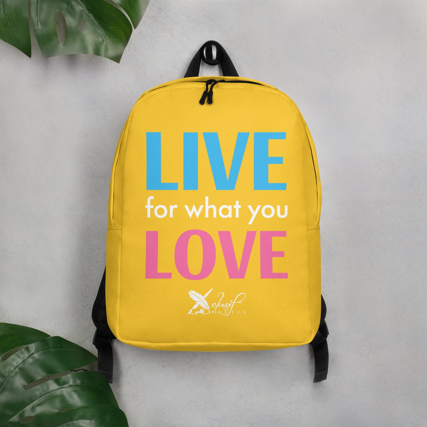 "LIVE FOR WHAT YOU LOVE" BY XCLUSIF POETIX YELLOW Minimalist Backpack