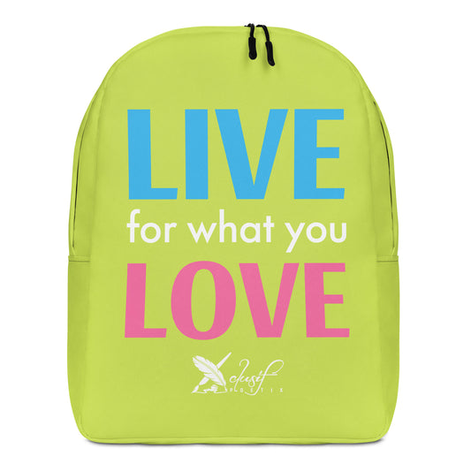 "LIVE FOR WHAT YOU LOVE" BY XCLUSIF POETIX LIGHT GREEN Minimalist Backpack