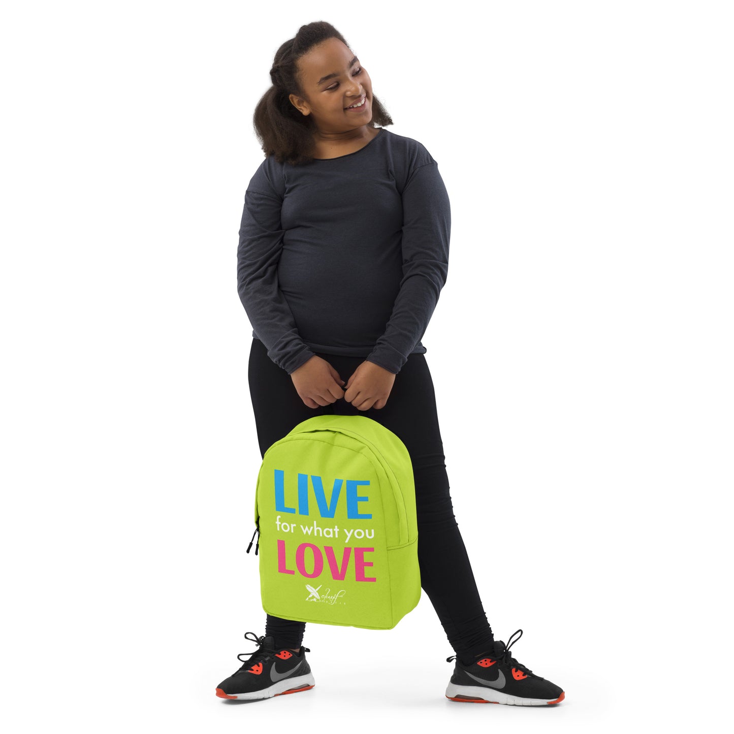 "LIVE FOR WHAT YOU LOVE" BY XCLUSIF POETIX LIGHT GREEN Minimalist Backpack