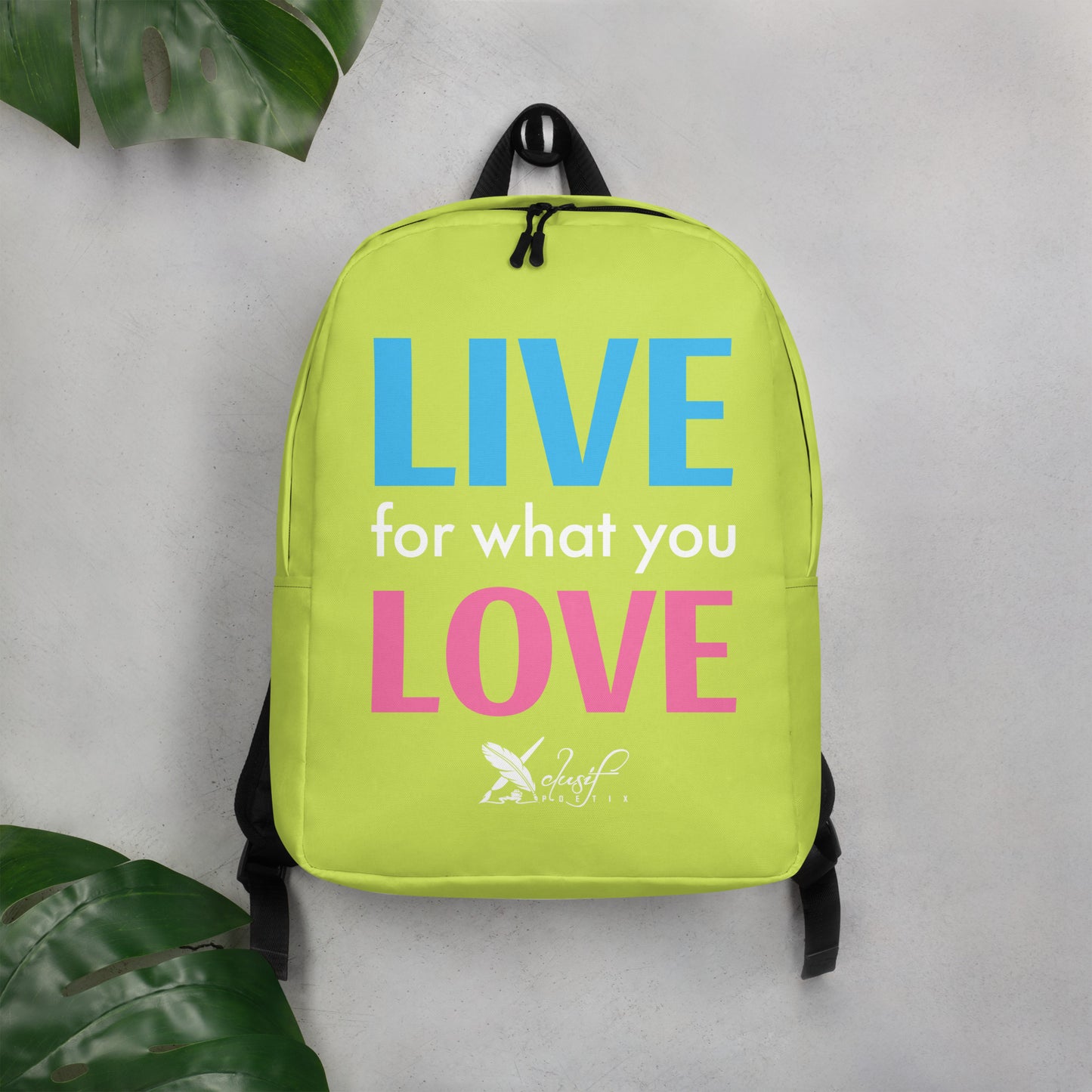 "LIVE FOR WHAT YOU LOVE" BY XCLUSIF POETIX LIGHT GREEN Minimalist Backpack