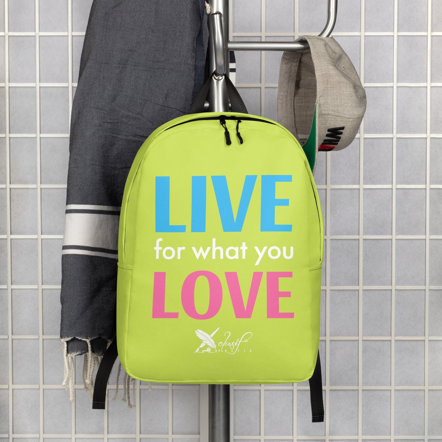 "LIVE FOR WHAT YOU LOVE" BY XCLUSIF POETIX LIGHT GREEN Minimalist Backpack