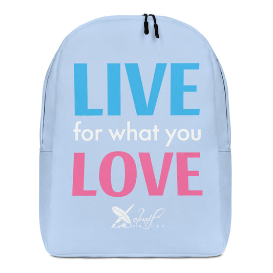 "LIVE FOR WHAT YOU LOVE" BY XCLUSIF POETIX LIGHT BLUE Minimalist Backpack