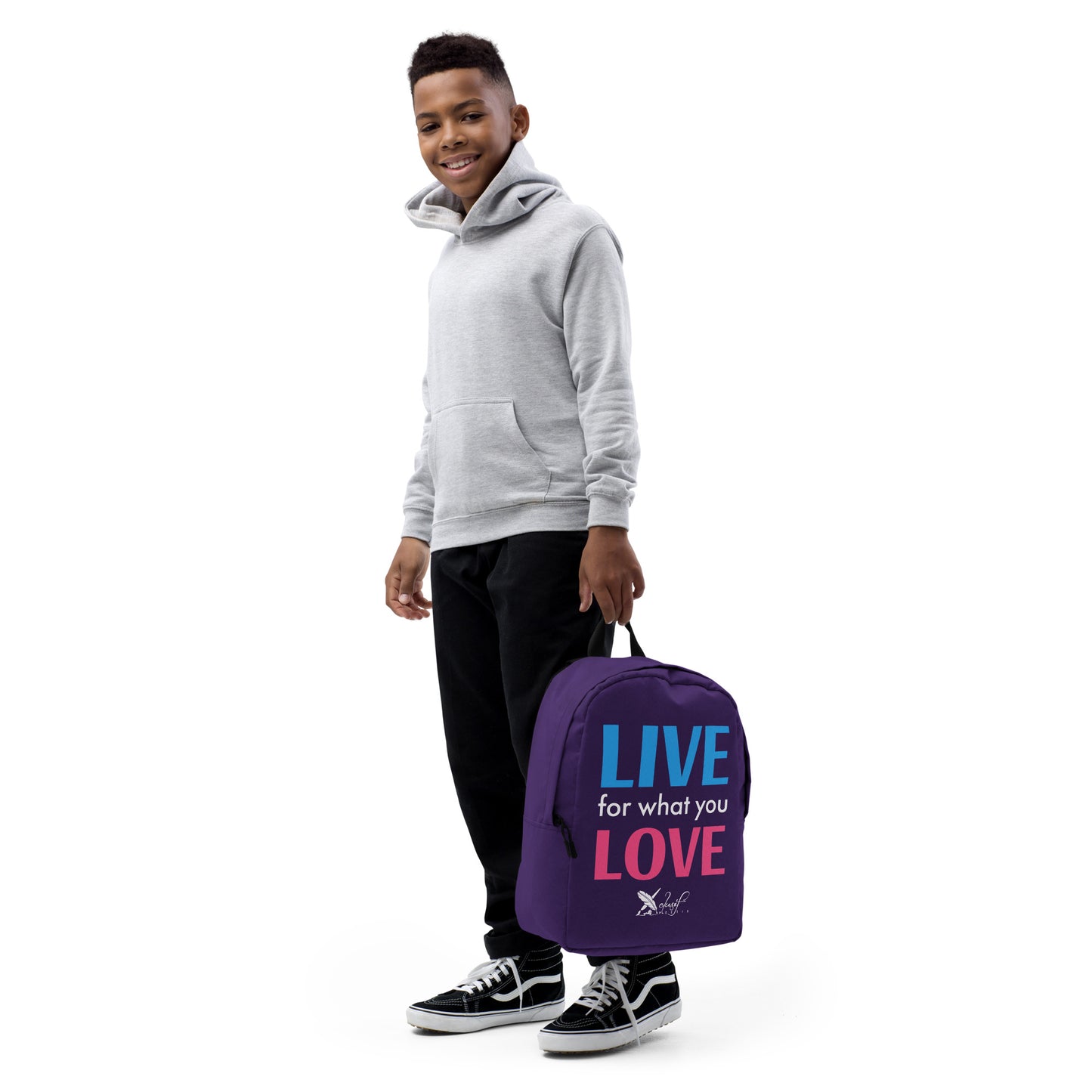 "LIVE FOR WHAT YOU LOVE" BY XCLUSIF POETIX PURPLE Minimalist Backpack