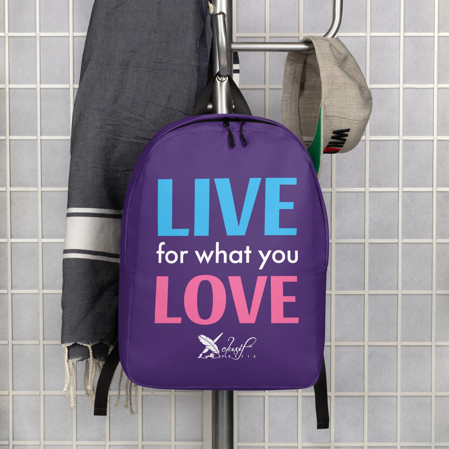 "LIVE FOR WHAT YOU LOVE" BY XCLUSIF POETIX PURPLE Minimalist Backpack