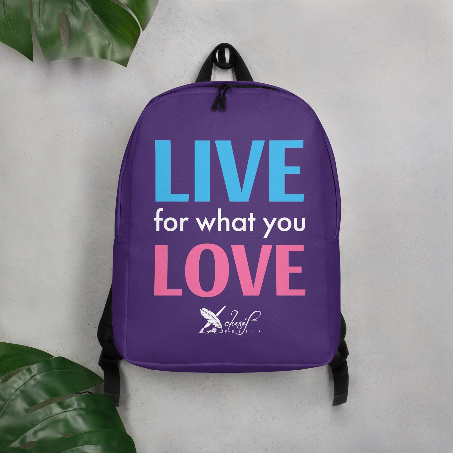 "LIVE FOR WHAT YOU LOVE" BY XCLUSIF POETIX PURPLE Minimalist Backpack