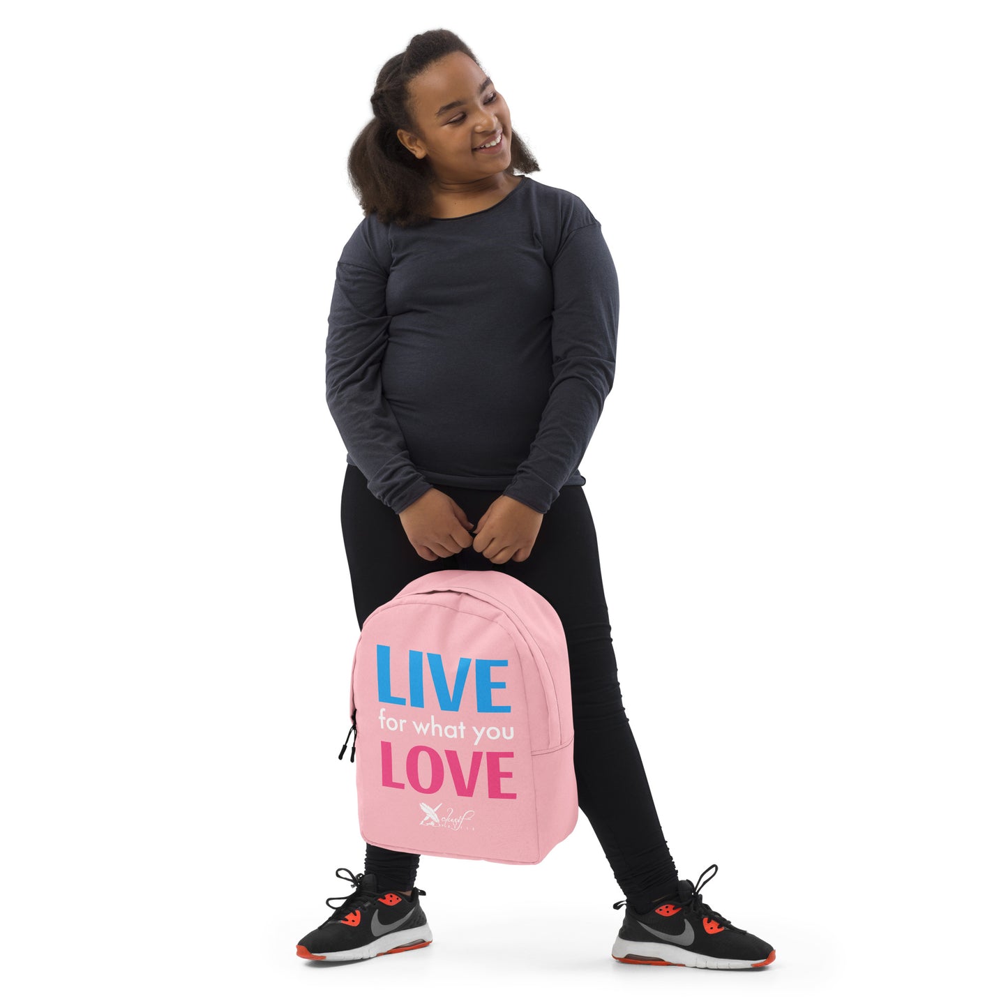 "LIVE FOR WHAT YOU LOVE" BY XCLUSIF POETIX PINK Minimalist Backpack