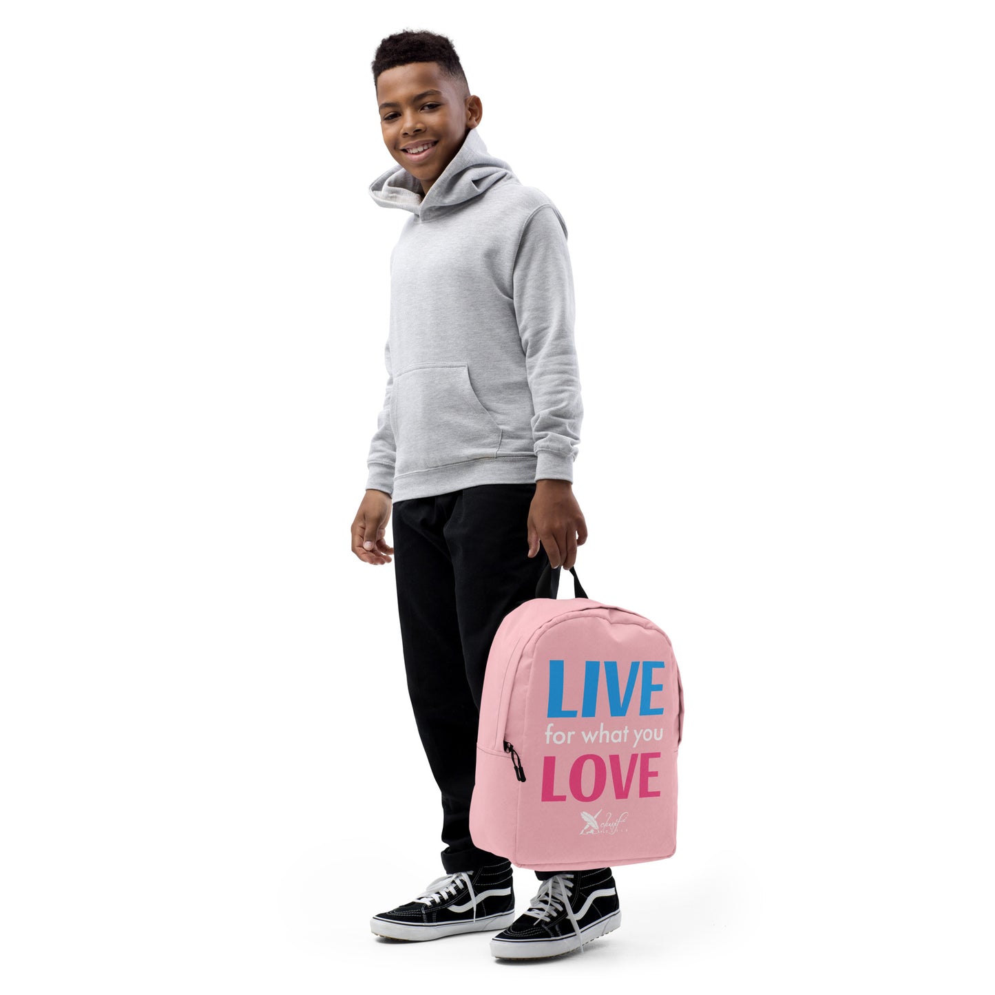 "LIVE FOR WHAT YOU LOVE" BY XCLUSIF POETIX PINK Minimalist Backpack