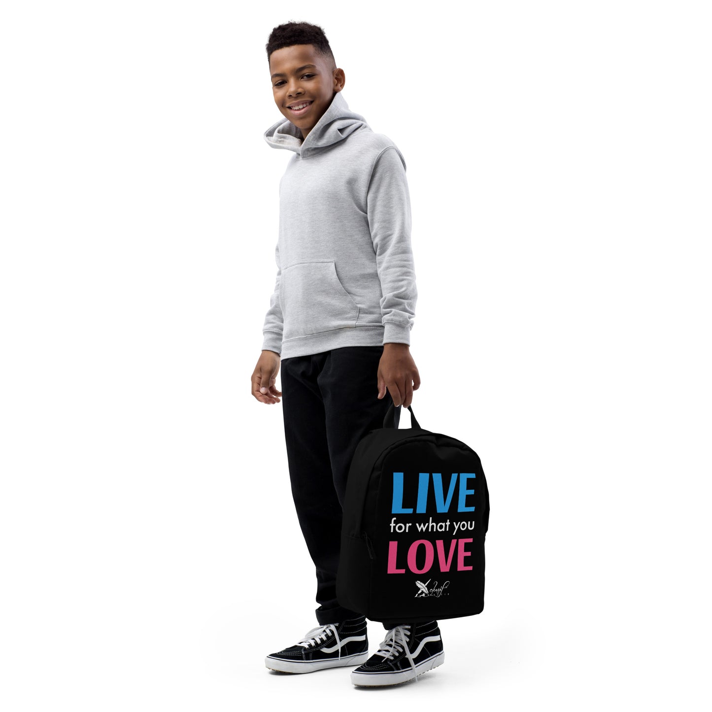 "LIVE FOR WHAT YOU LOVE" BY XCLUSIF POETIX BLACK Minimalist Backpack