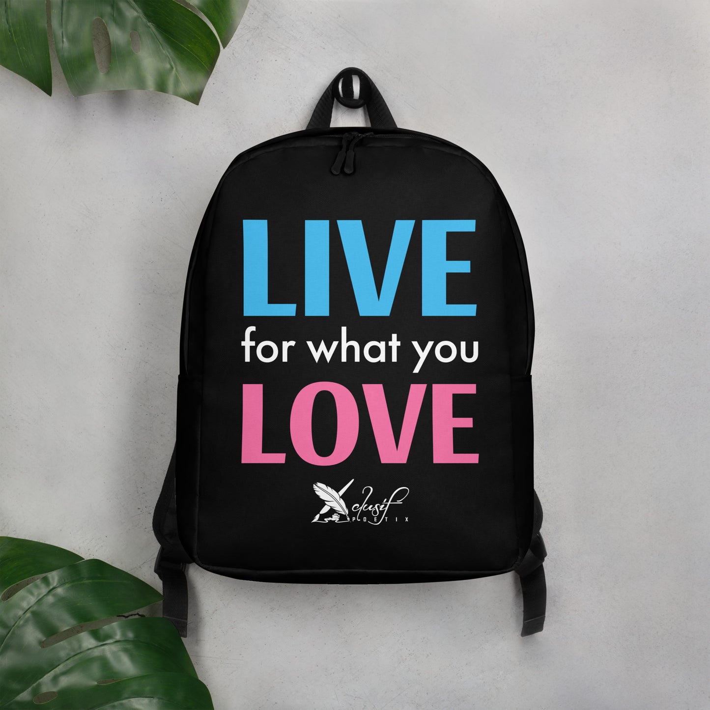 "LIVE FOR WHAT YOU LOVE" BY XCLUSIF POETIX BLACK Minimalist Backpack