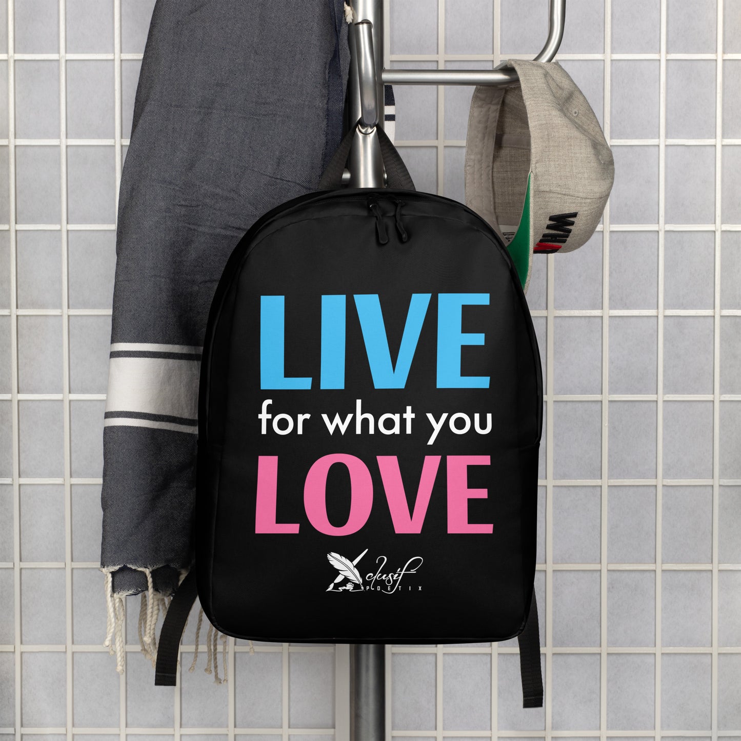 "LIVE FOR WHAT YOU LOVE" BY XCLUSIF POETIX BLACK Minimalist Backpack