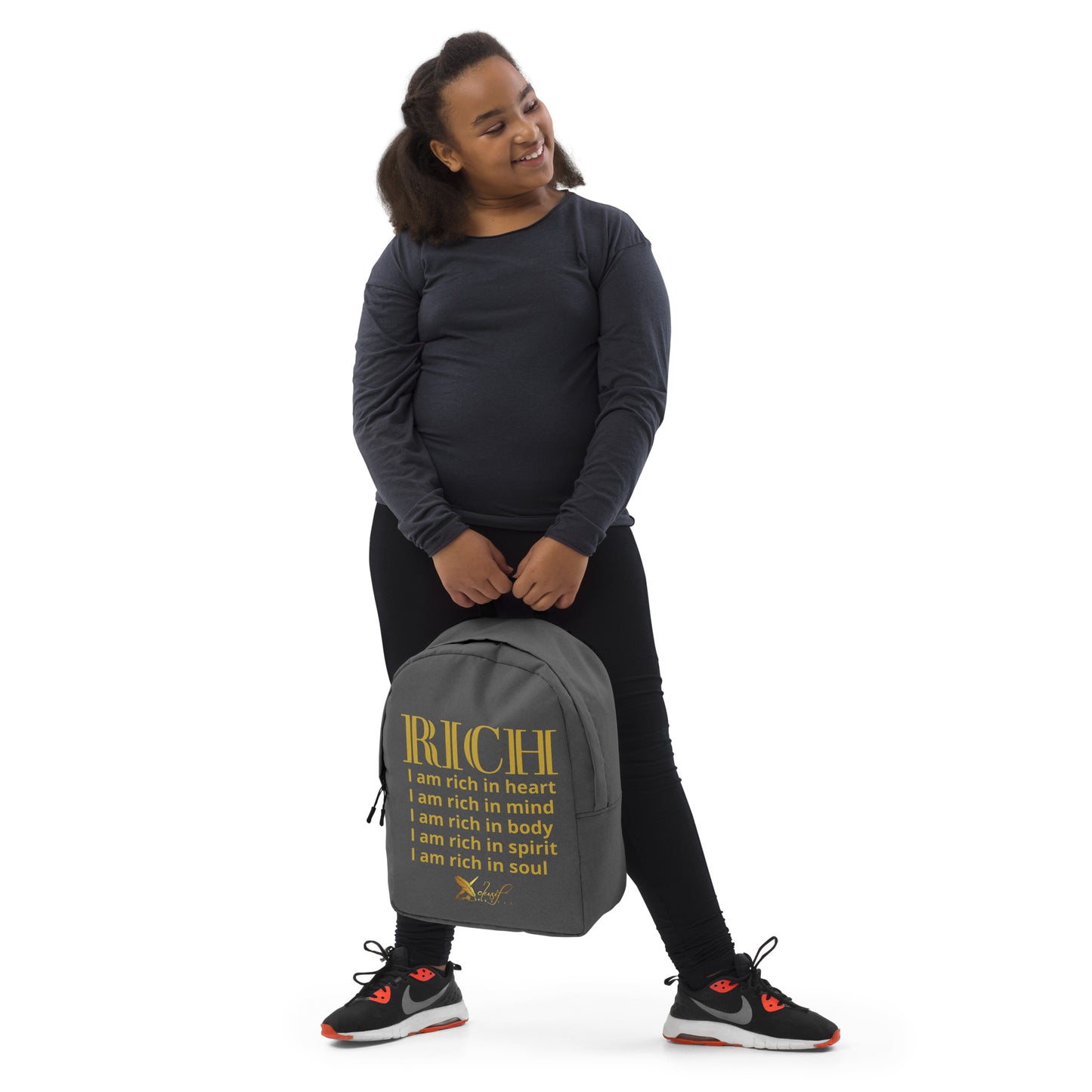 RICH BY XCLUSIF POETIX GREY & GOLD Minimalist Backpack