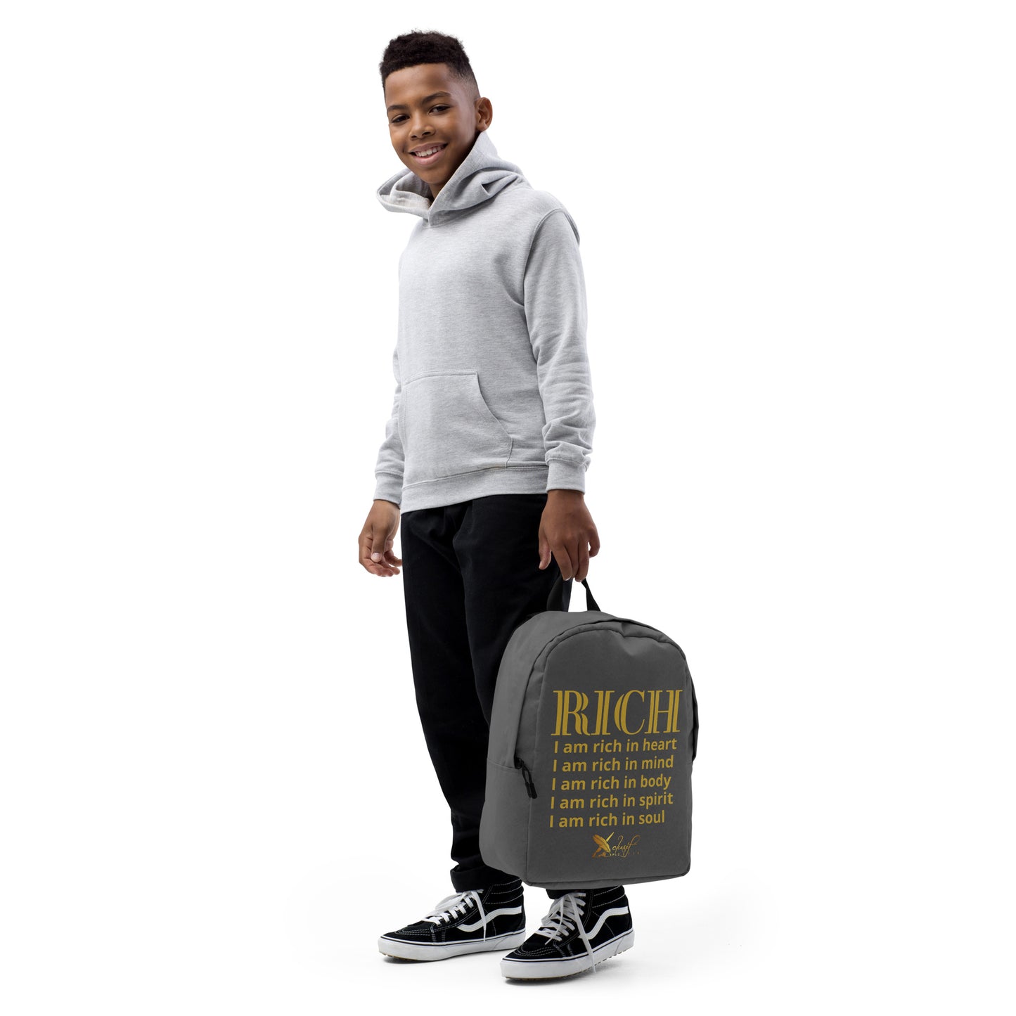 RICH BY XCLUSIF POETIX GREY & GOLD Minimalist Backpack