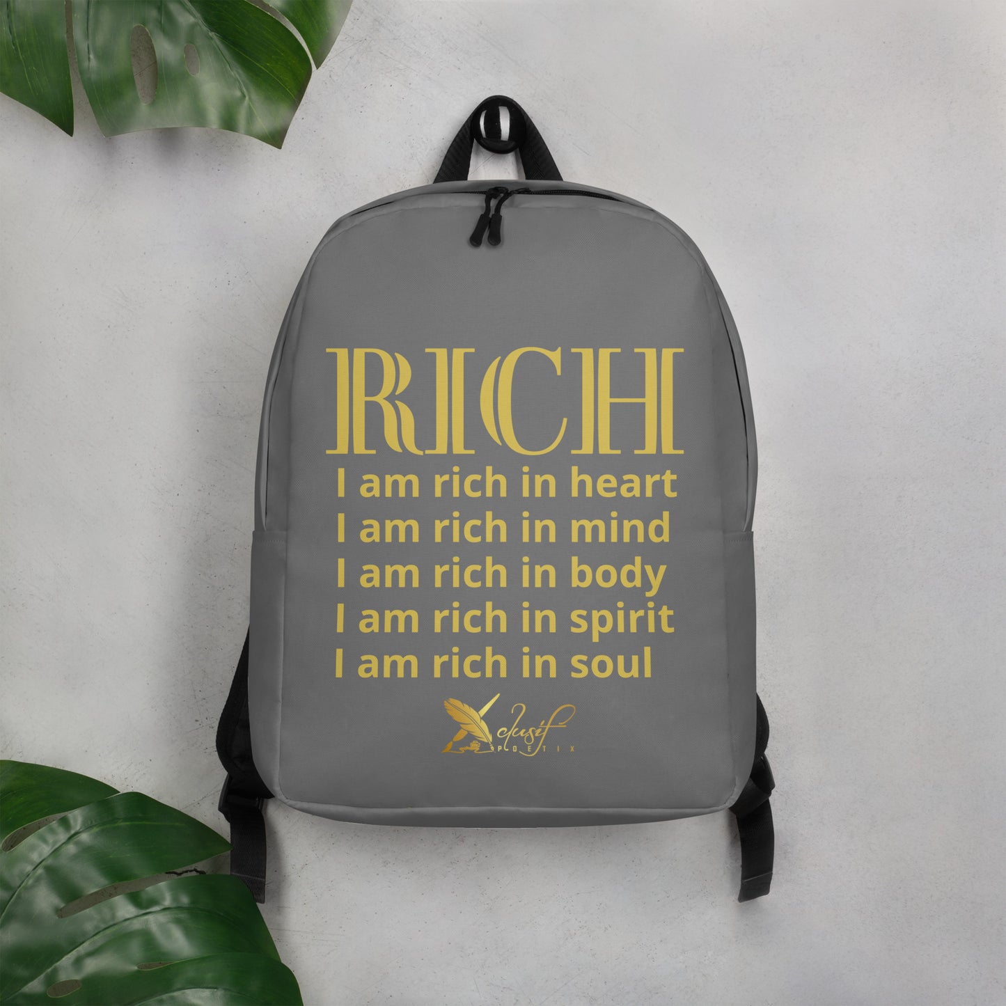 RICH BY XCLUSIF POETIX GREY & GOLD Minimalist Backpack