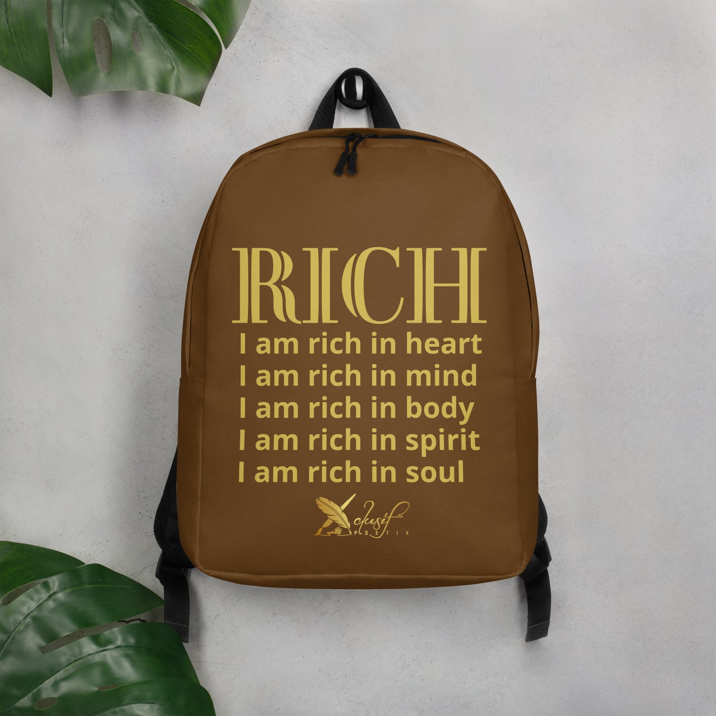 RICH BY XCLUSIF POETIX BROWN & GOLD Minimalist Backpack