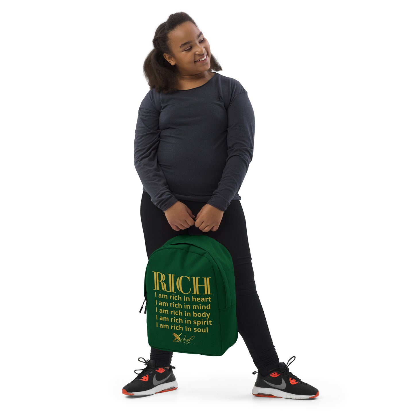 RICH BY XCLUSIF POETIX FOREST GREEN & GOLD Minimalist Backpack