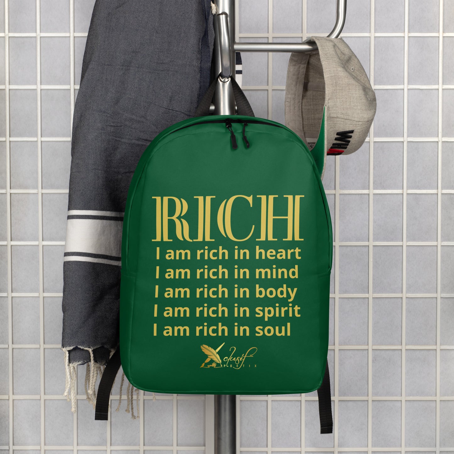 RICH BY XCLUSIF POETIX FOREST GREEN & GOLD Minimalist Backpack